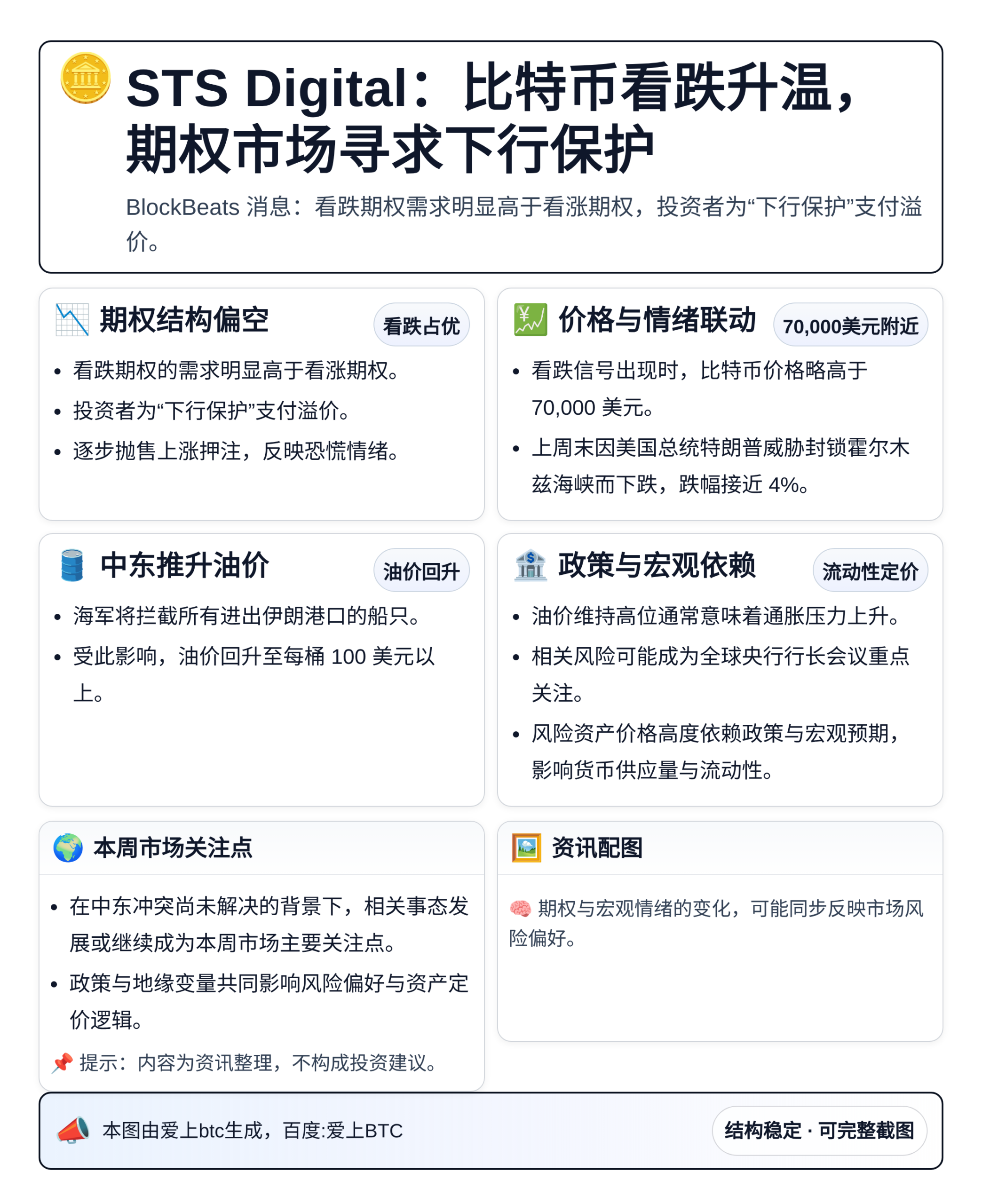 STS Digital：比特币看跌升温，期权市场寻求下行保护