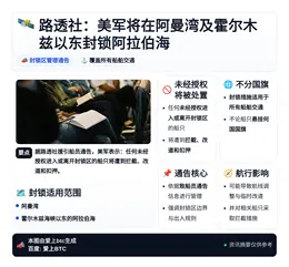 路透社：美军将在阿曼湾及霍尔木兹以东封锁阿拉伯海