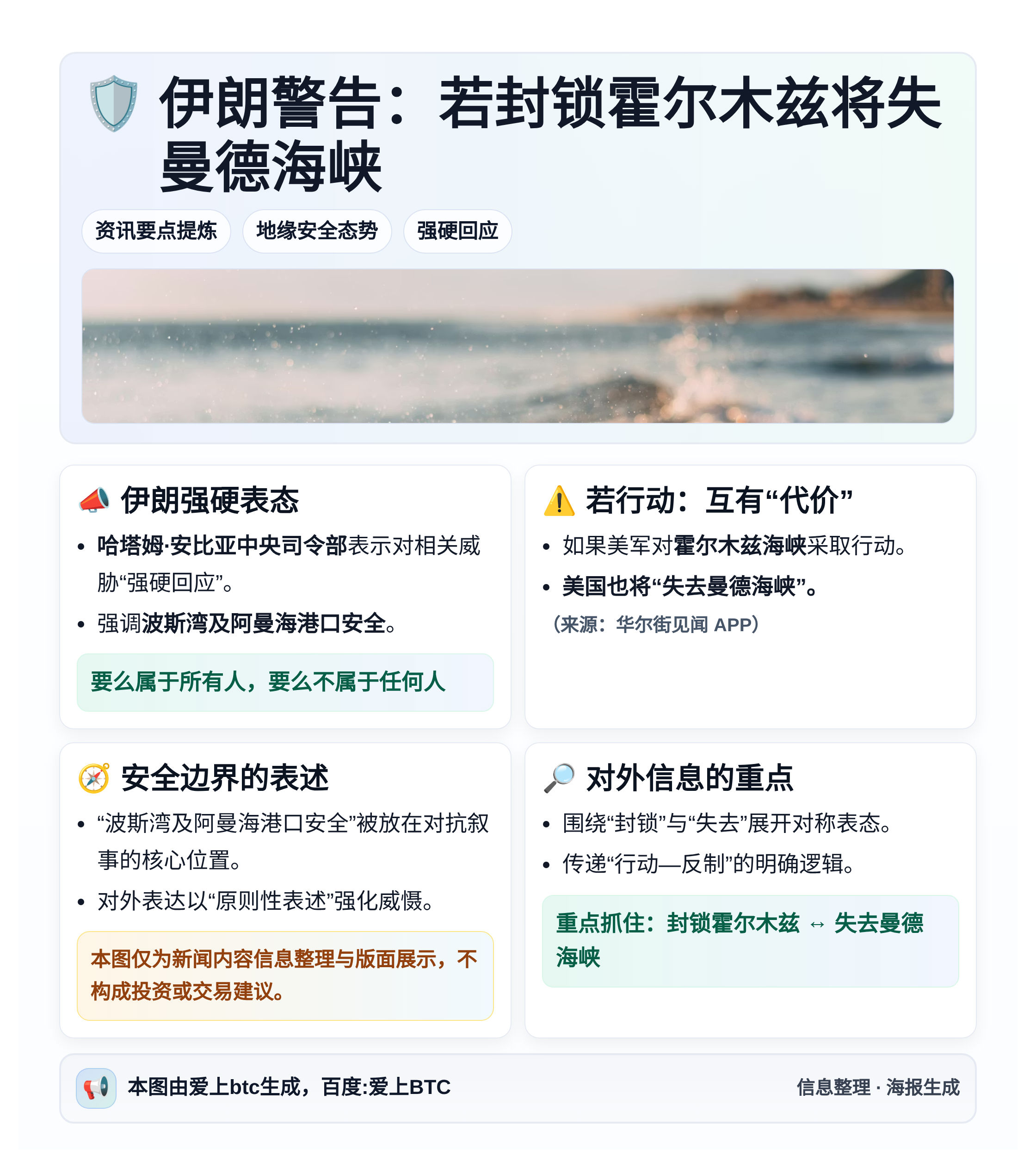 伊朗警告：若封锁霍尔木兹将失曼德海峡