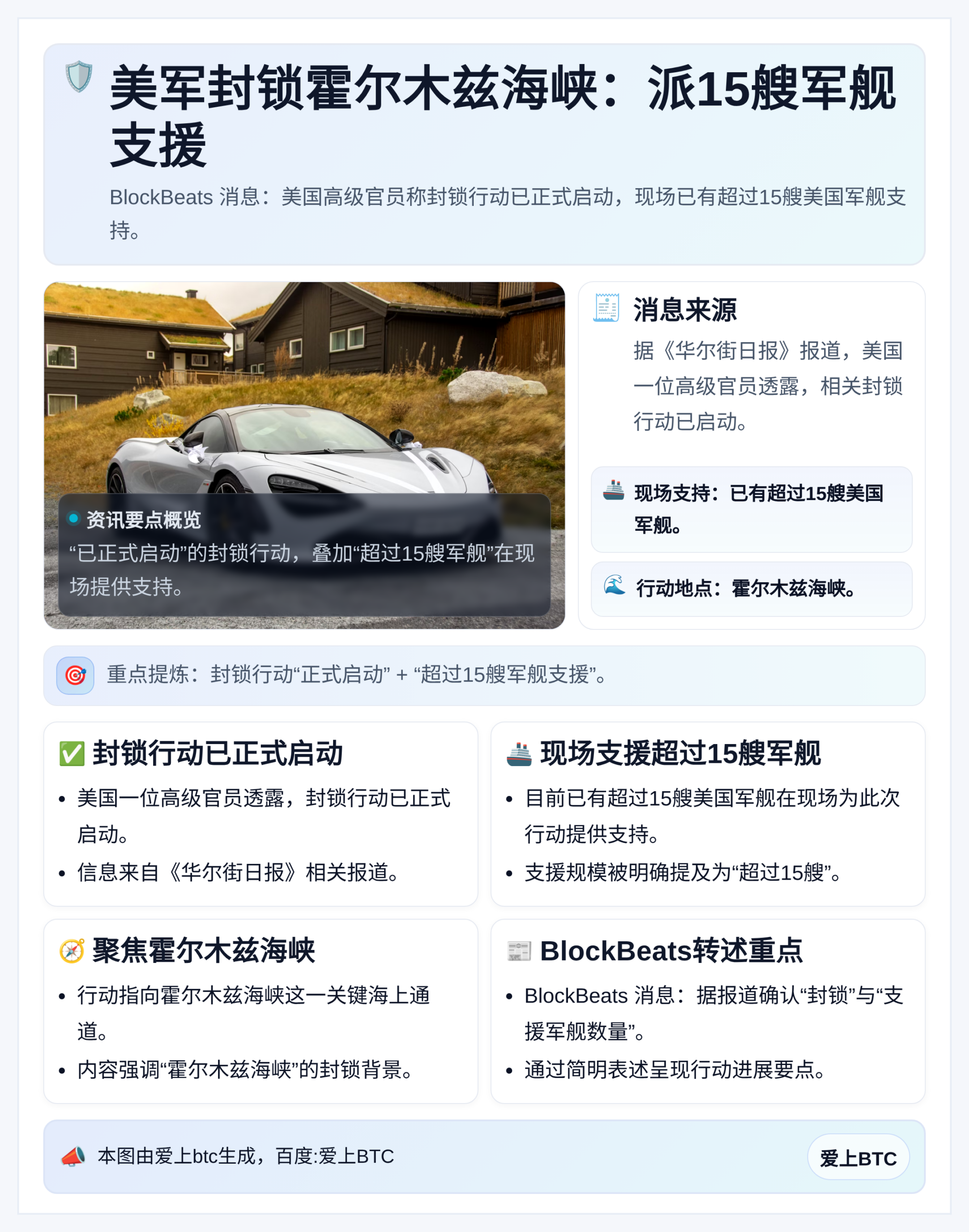 美军封锁霍尔木兹海峡：派15艘军舰支援