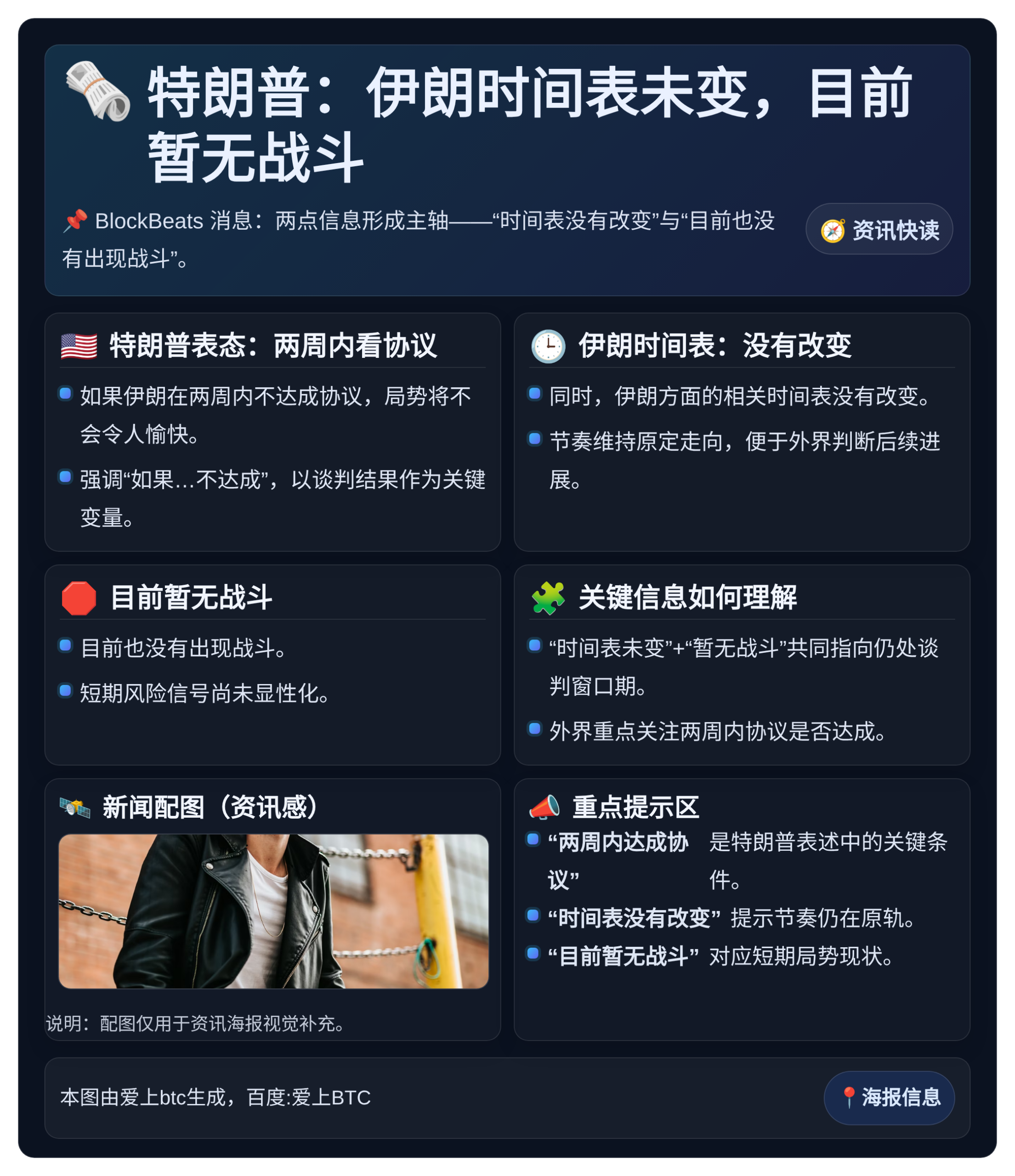 特朗普：伊朗时间表未变，目前暂无战斗