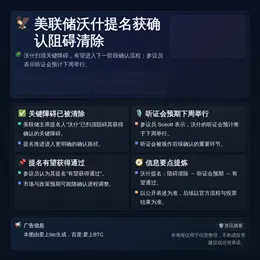 美联储沃什提名获确认阻碍清除