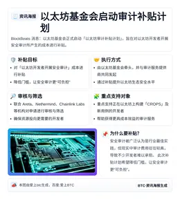 以太坊基金会启动审计补贴计划