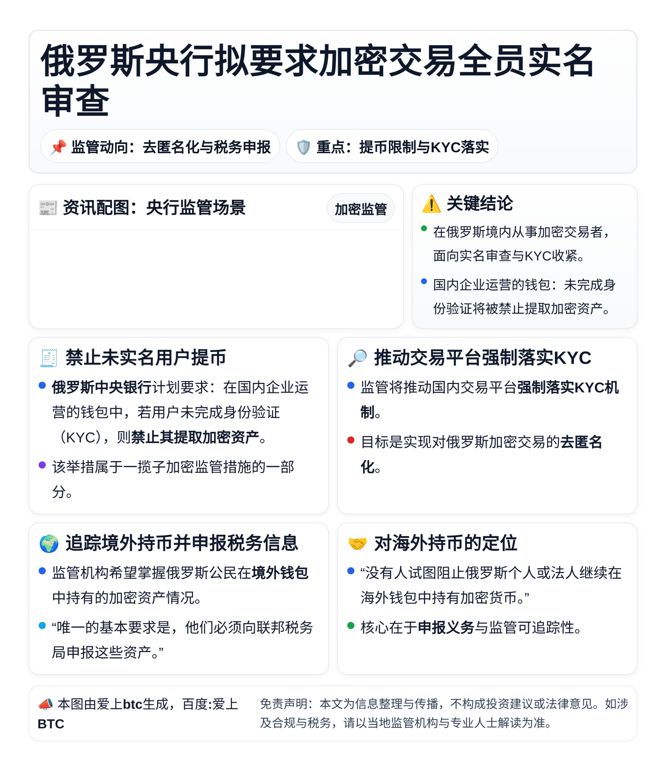 俄罗斯央行拟要求加密交易全员实名审查
