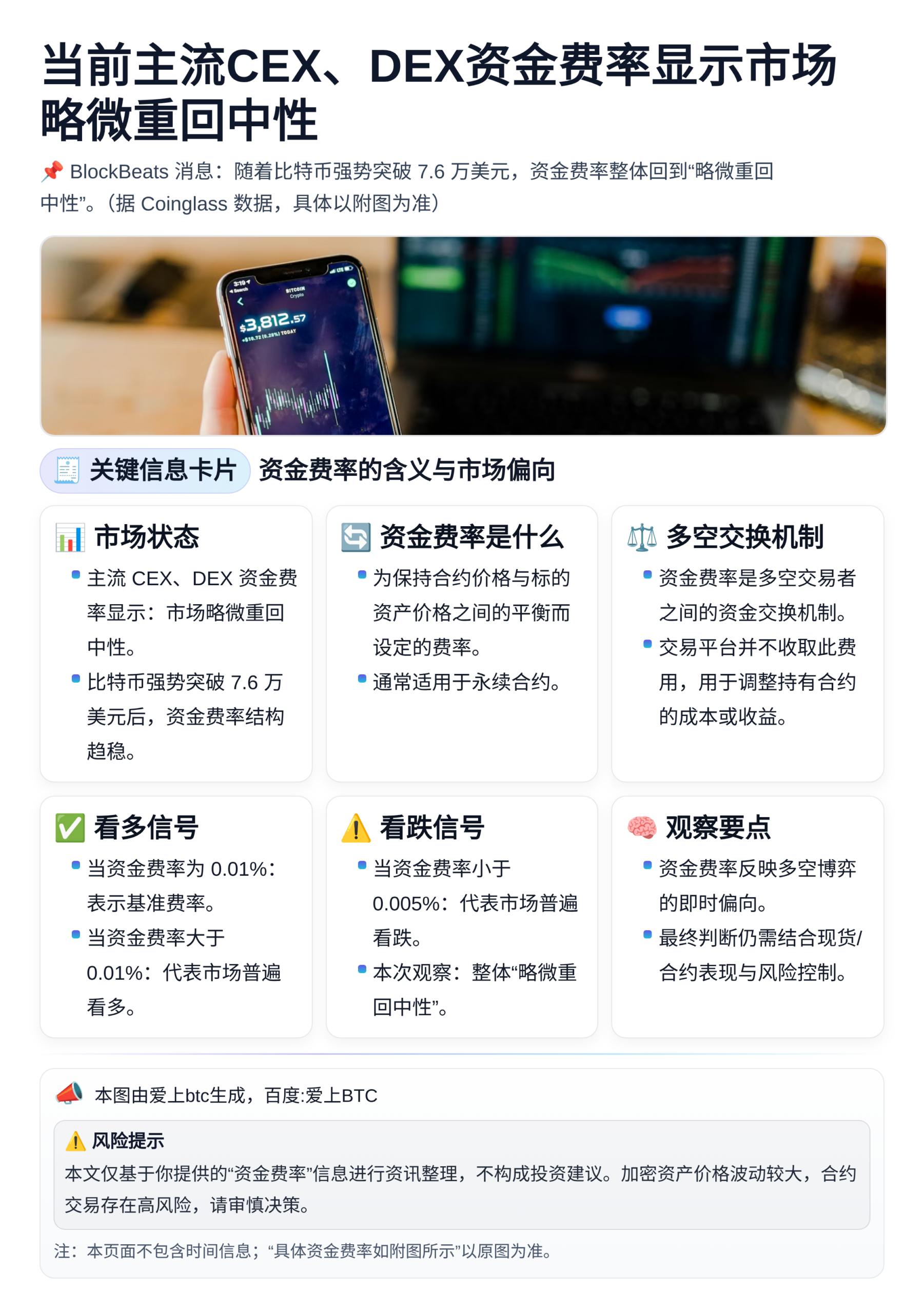 当前主流CEX、DEX资金费率显示市场略微重回中性