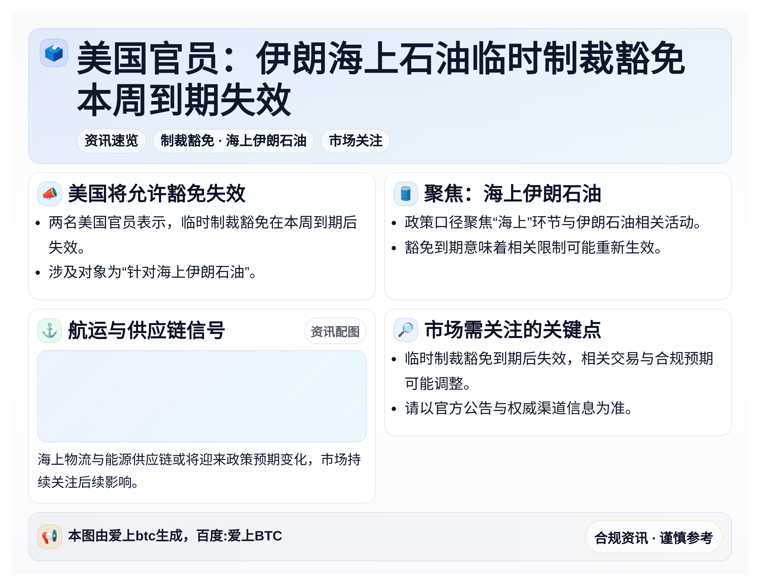 美国官员：伊朗海上石油临时制裁豁免本周到期失效
