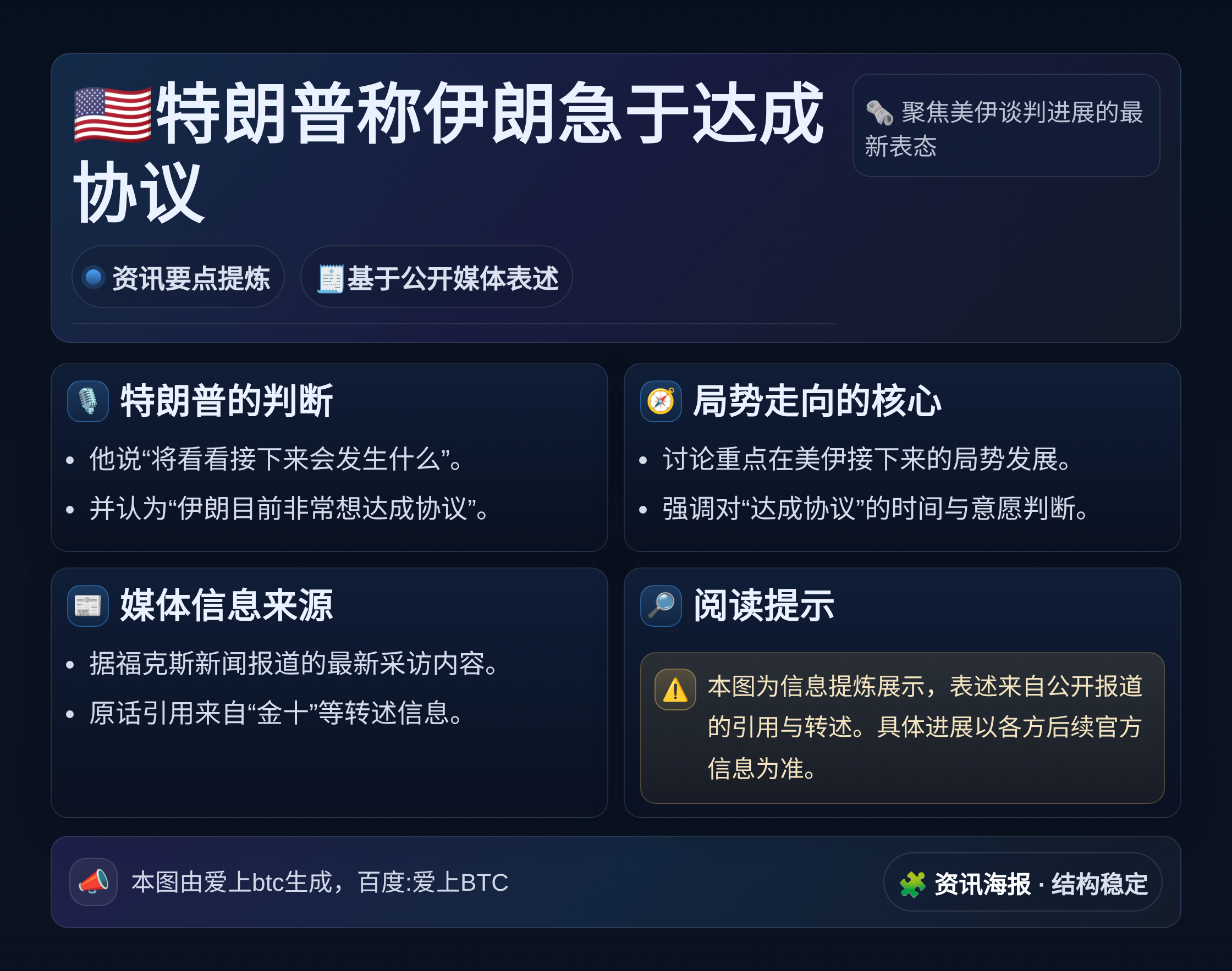 特朗普称伊朗急于达成协议