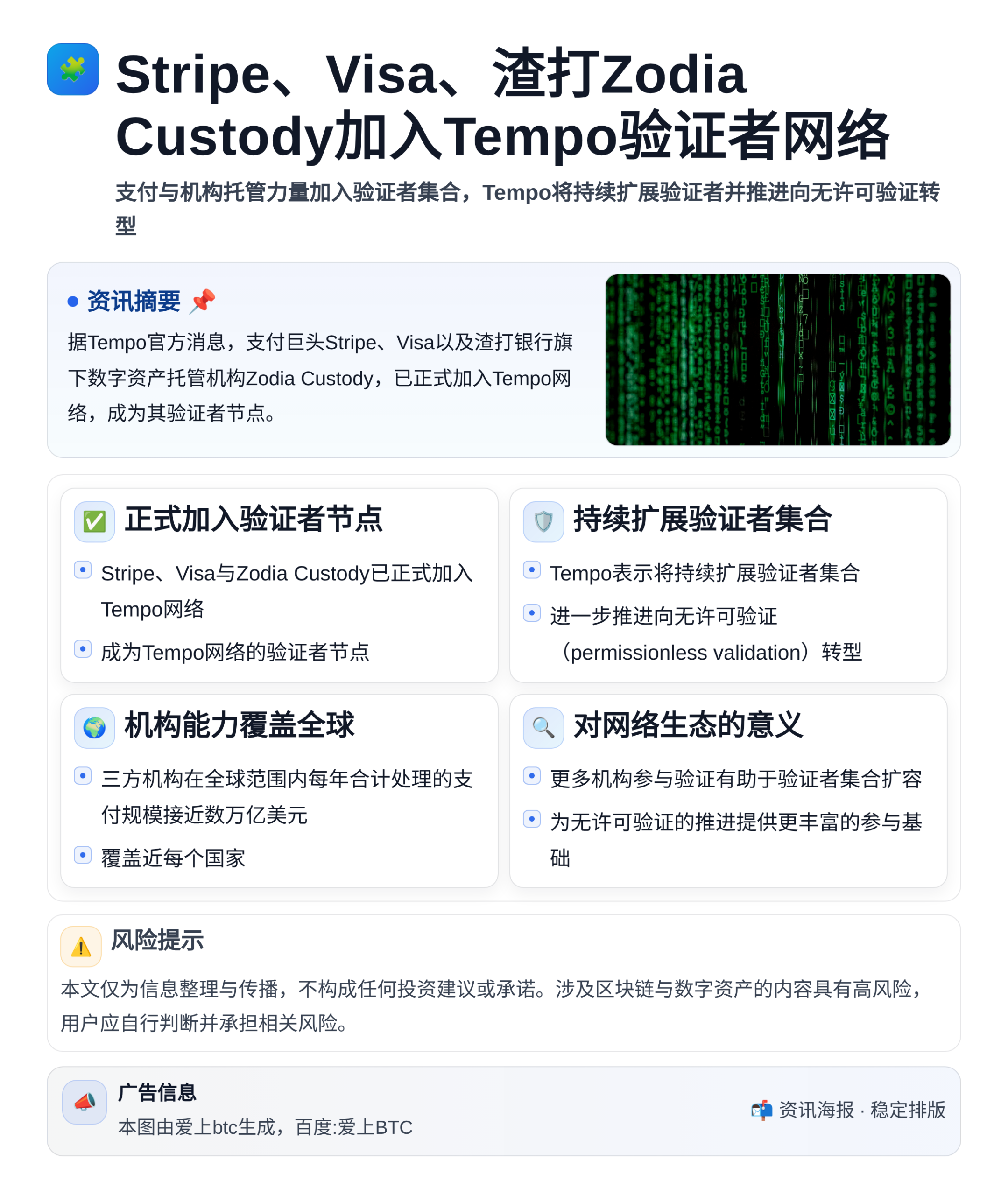 Stripe、Visa、渣打Zodia Custody加入T