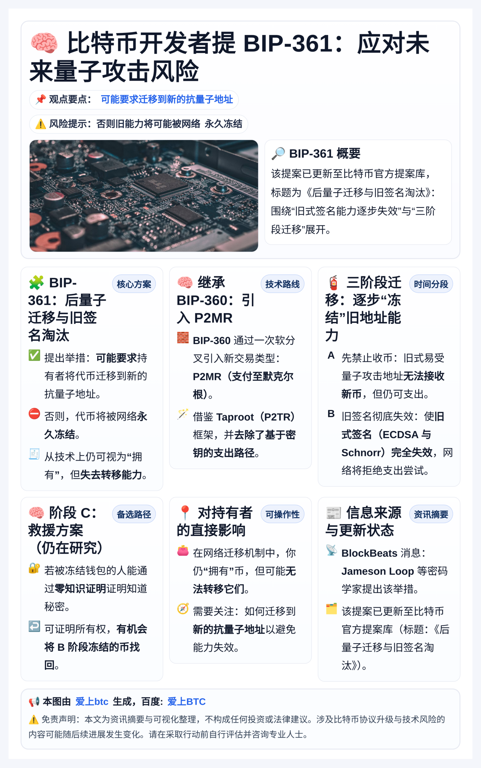 比特币开发者提BIP-361应对未来量子攻击风险