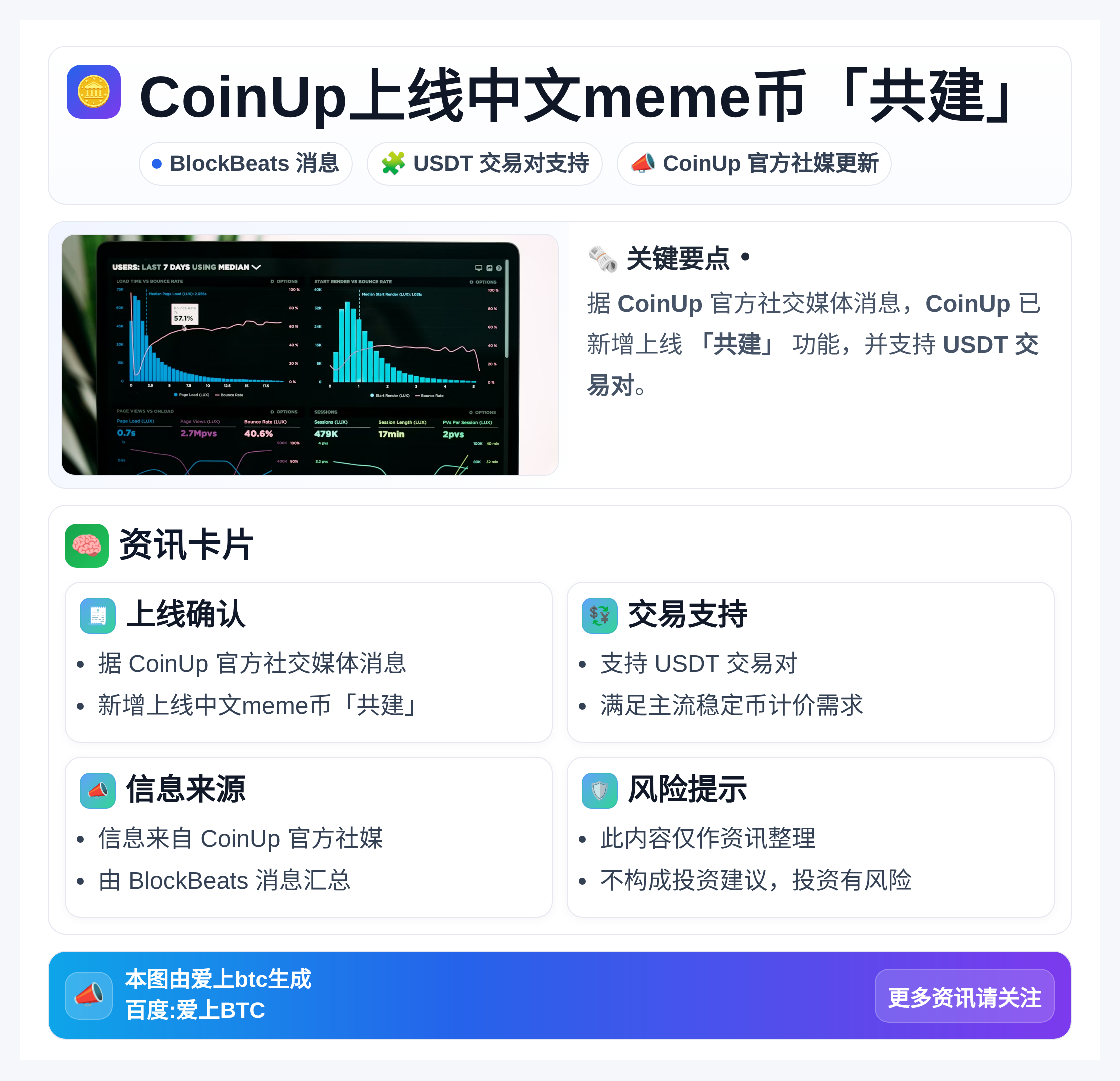 CoinUp上线中文meme币「共建」