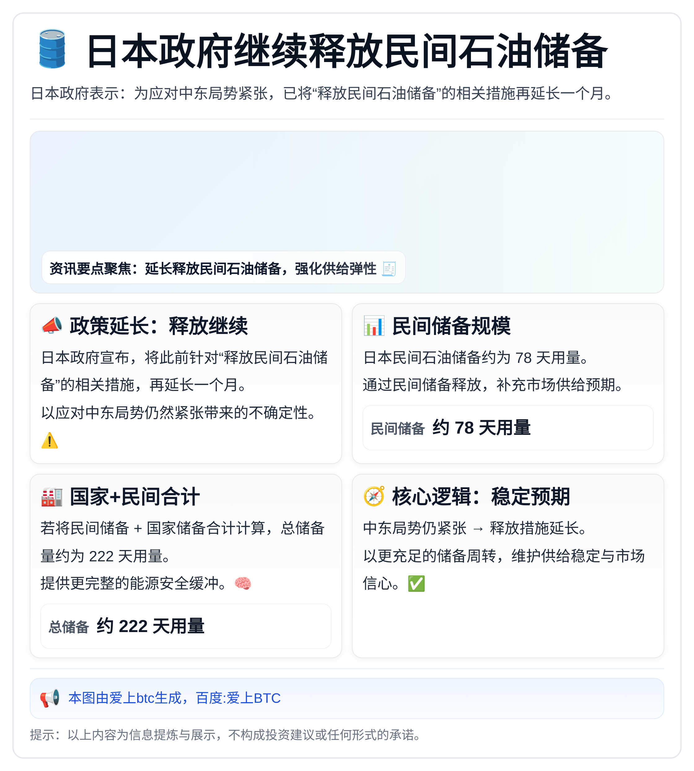 日本政府继续释放民间石油储备