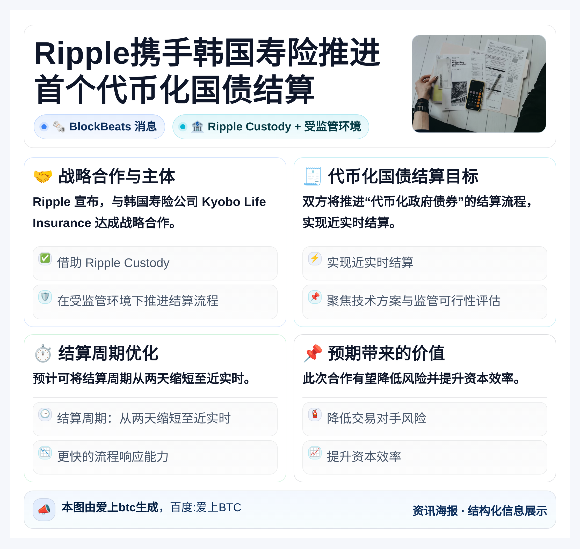 Ripple携手韩国寿险推进首个代币化国债结算