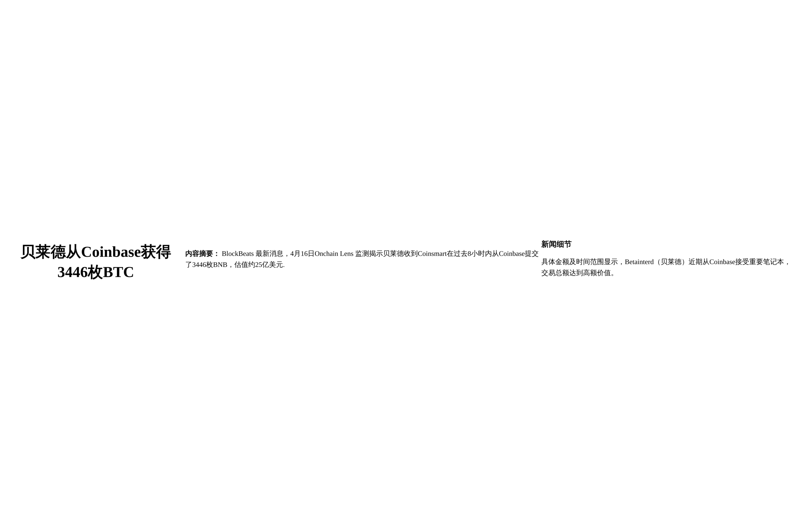 贝莱德从Coinbase获得3446枚BTC