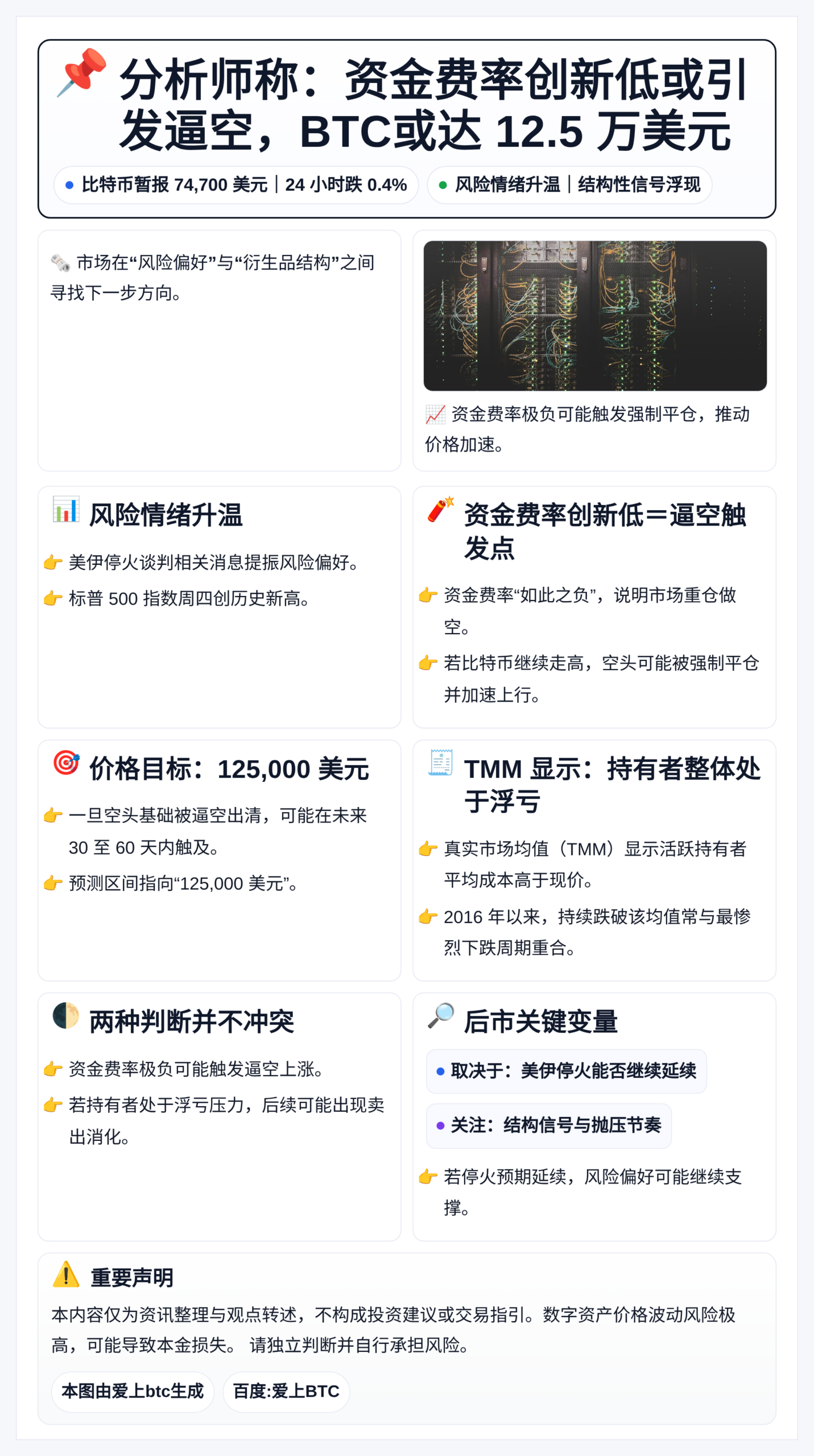 分析师称：资金费率创新低或引发逼空，BTC或达12.5万美元