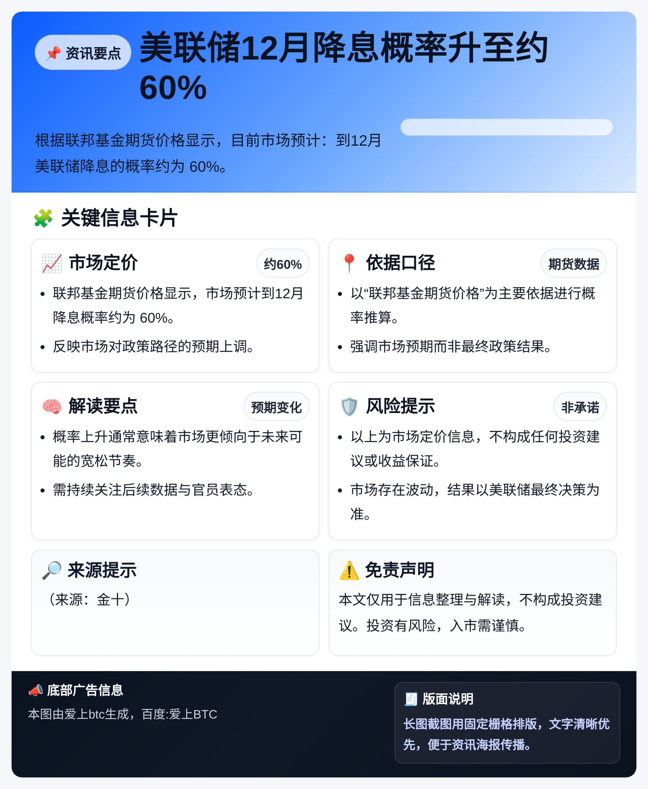 美联储12月降息概率升至约60%