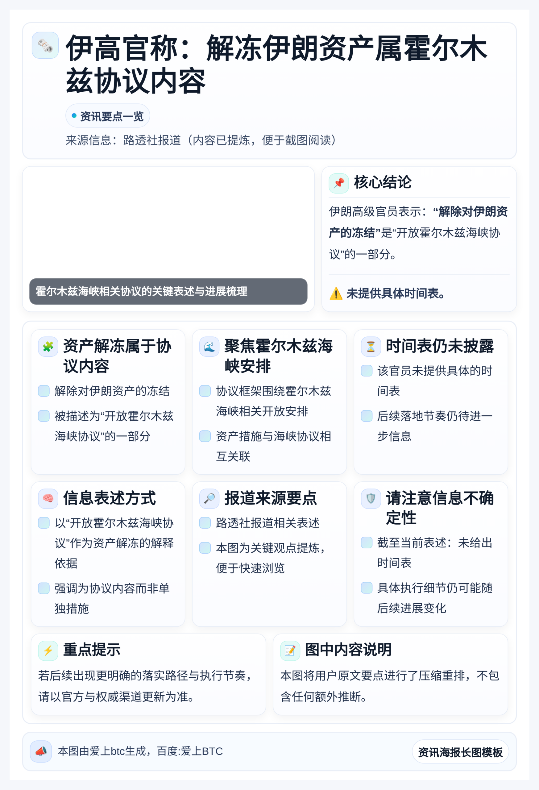 伊高官称：解冻伊朗资产属霍尔木兹协议内容