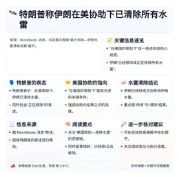 特朗普称伊朗在美协助下已清除所有水雷