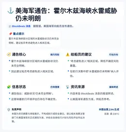 美海军通告：霍尔木兹海峡水雷威胁仍未明朗