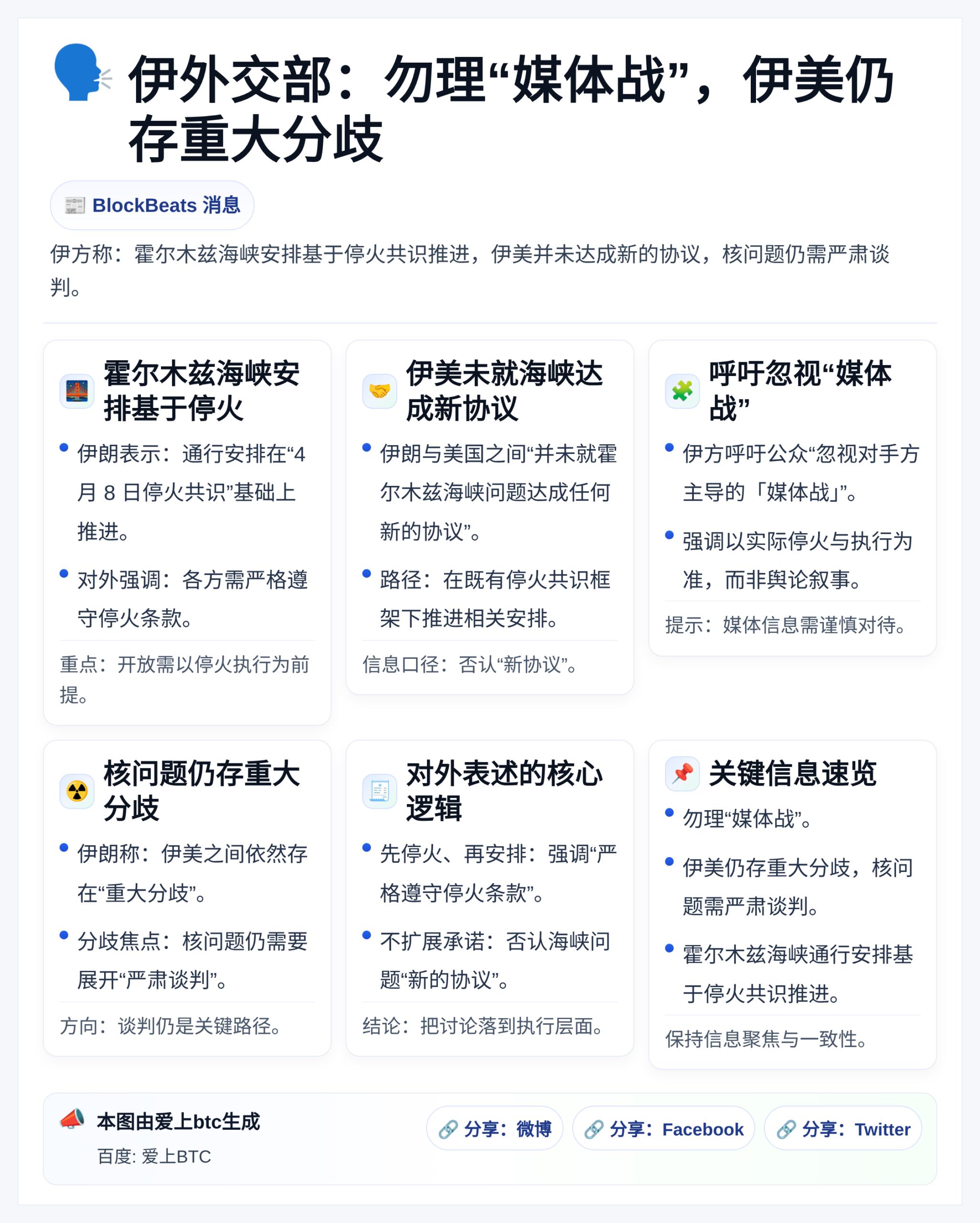 伊外交部：勿理“媒体战”，伊美仍存重大分歧