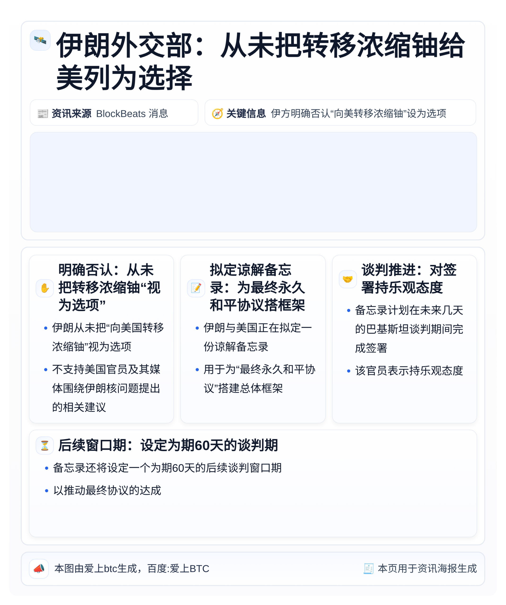 伊朗外交部：从未把转移浓缩铀给美列为选择