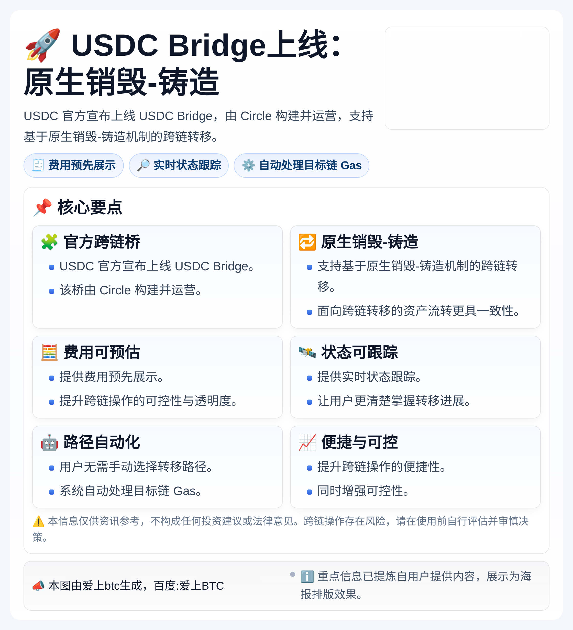 USDC官方跨链桥USDC Bridge上线：原生销毁-铸造