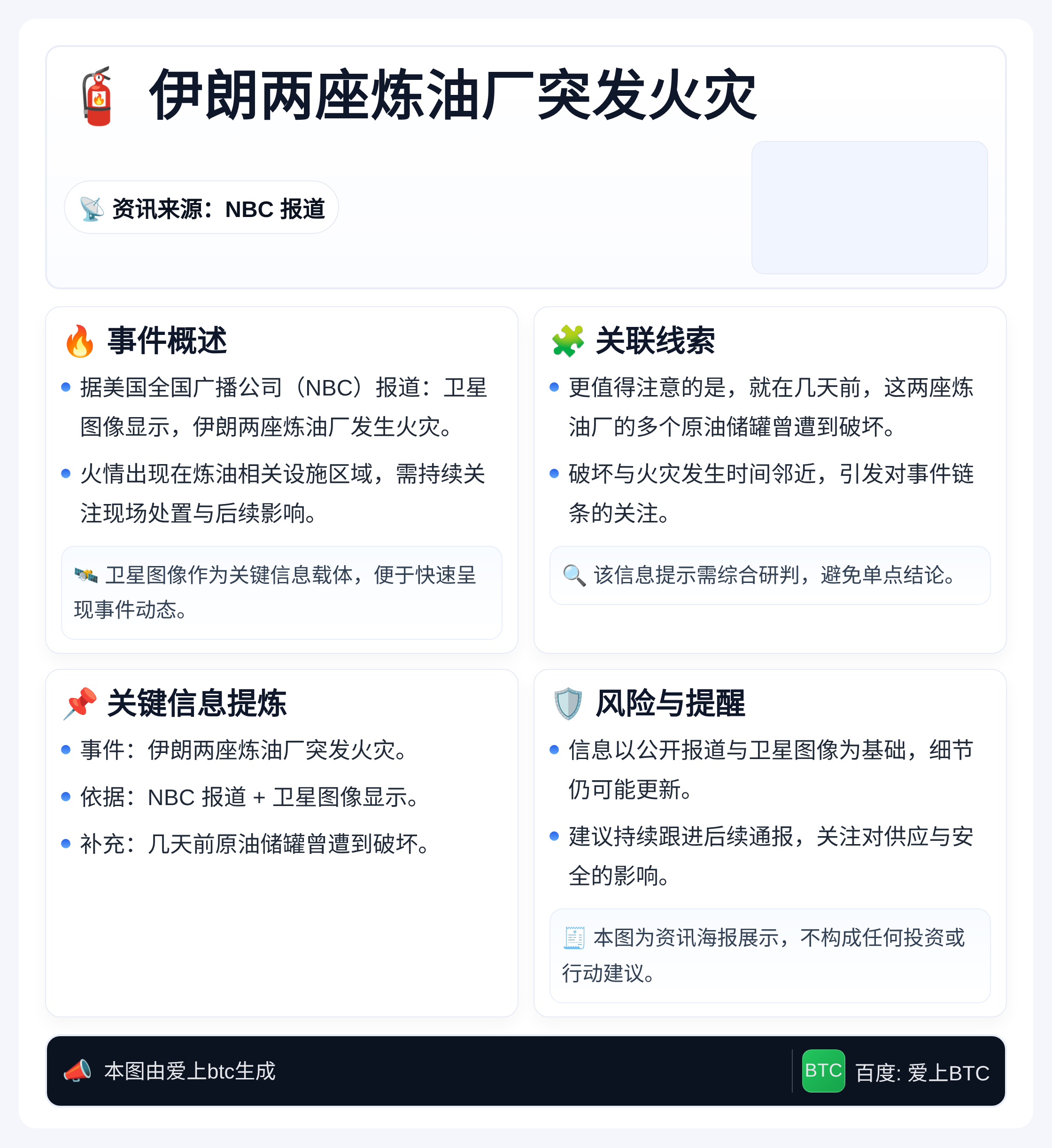 伊朗两座炼油厂突发火灾