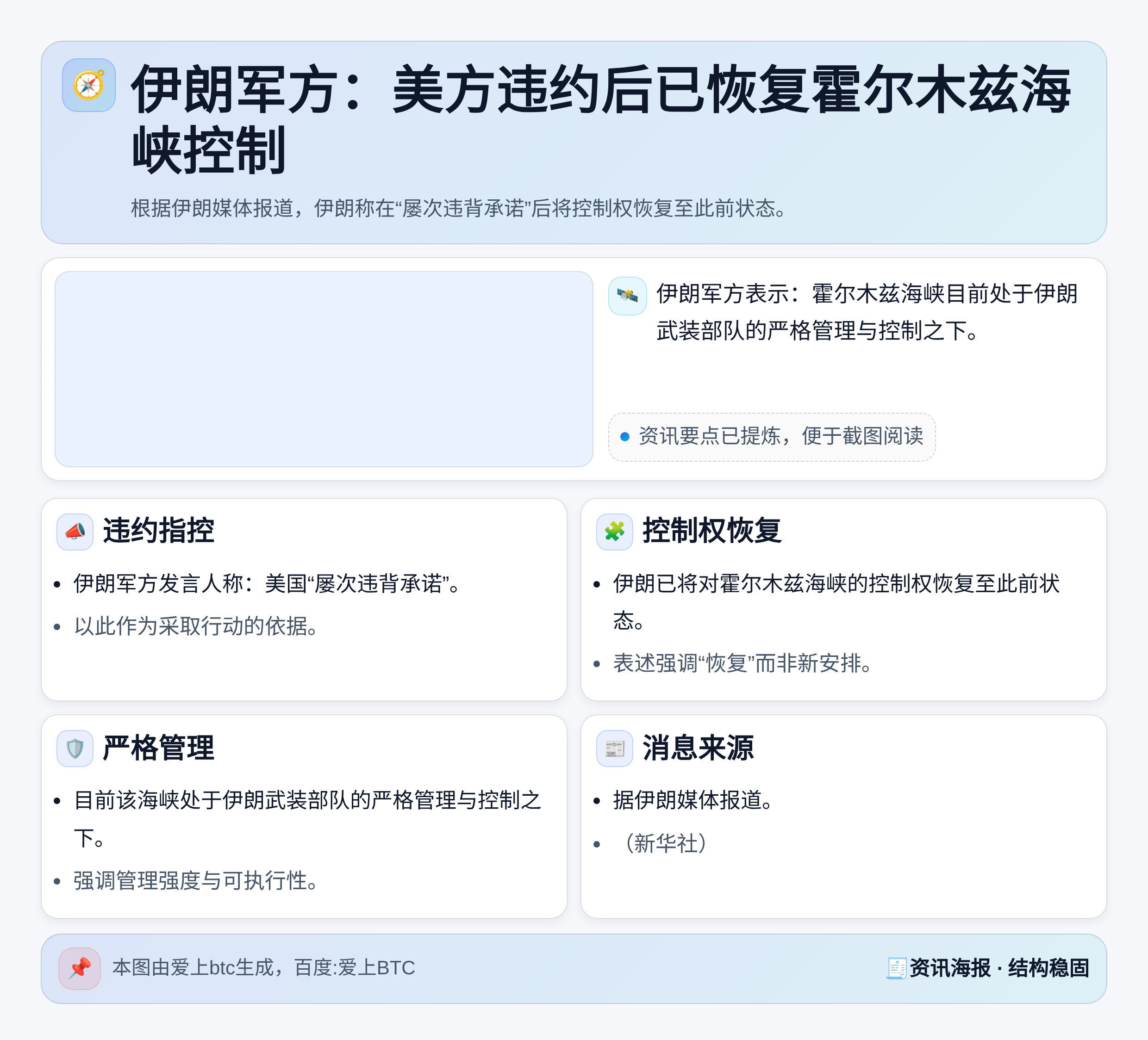 伊朗军方：美方违约后已恢复霍尔木兹海峡控制
