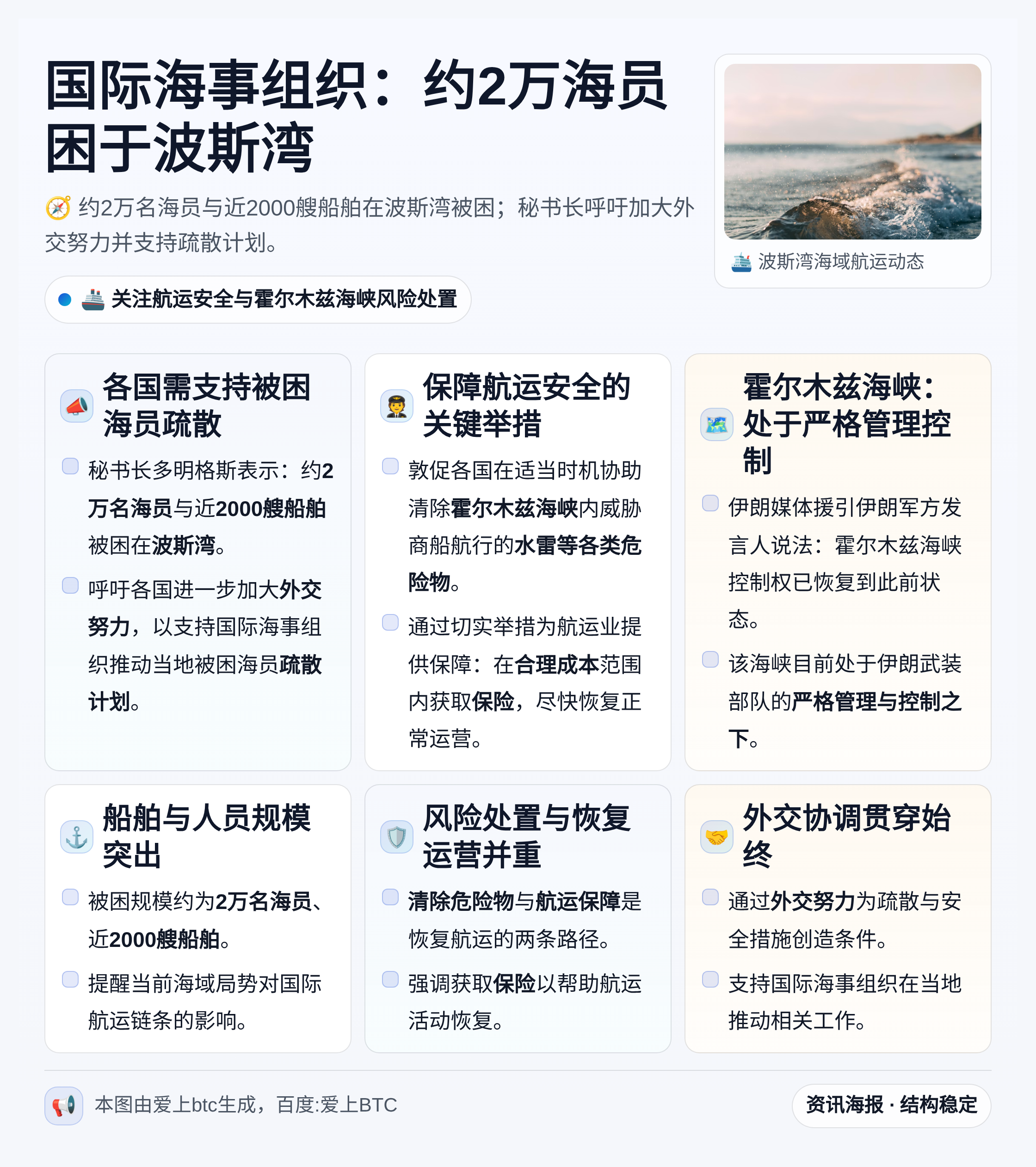国际海事组织：约2万海员困于波斯湾