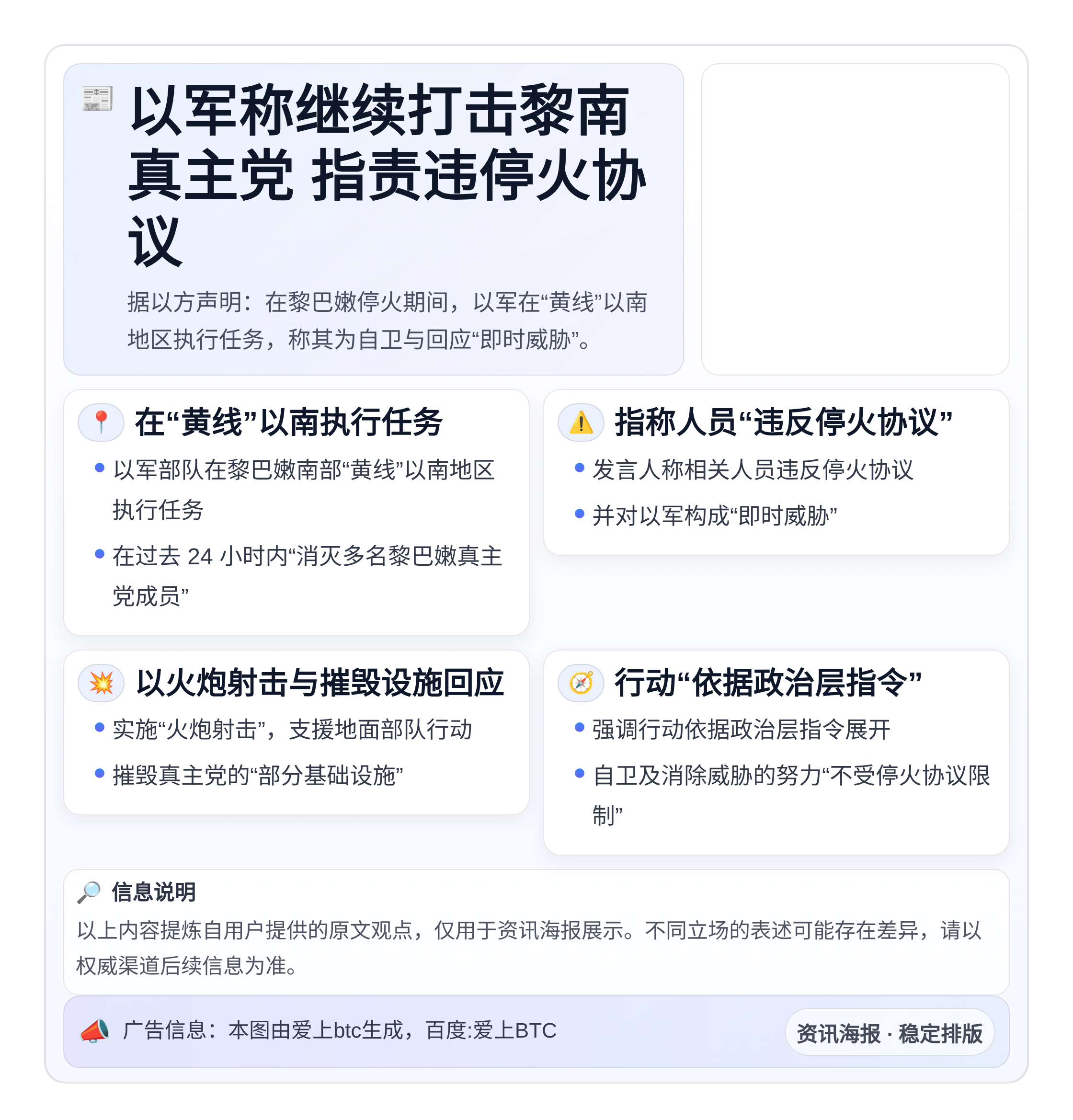 以军称继续打击黎南真主党 指责违停火协议