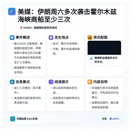 美媒：伊朗周六多次袭击霍尔木兹海峡商船至少三次