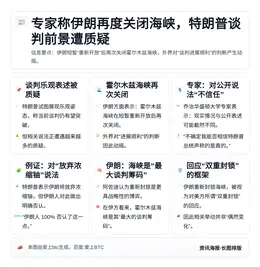 专家称伊朗再度关闭海峡，特朗普谈判前景遭质疑