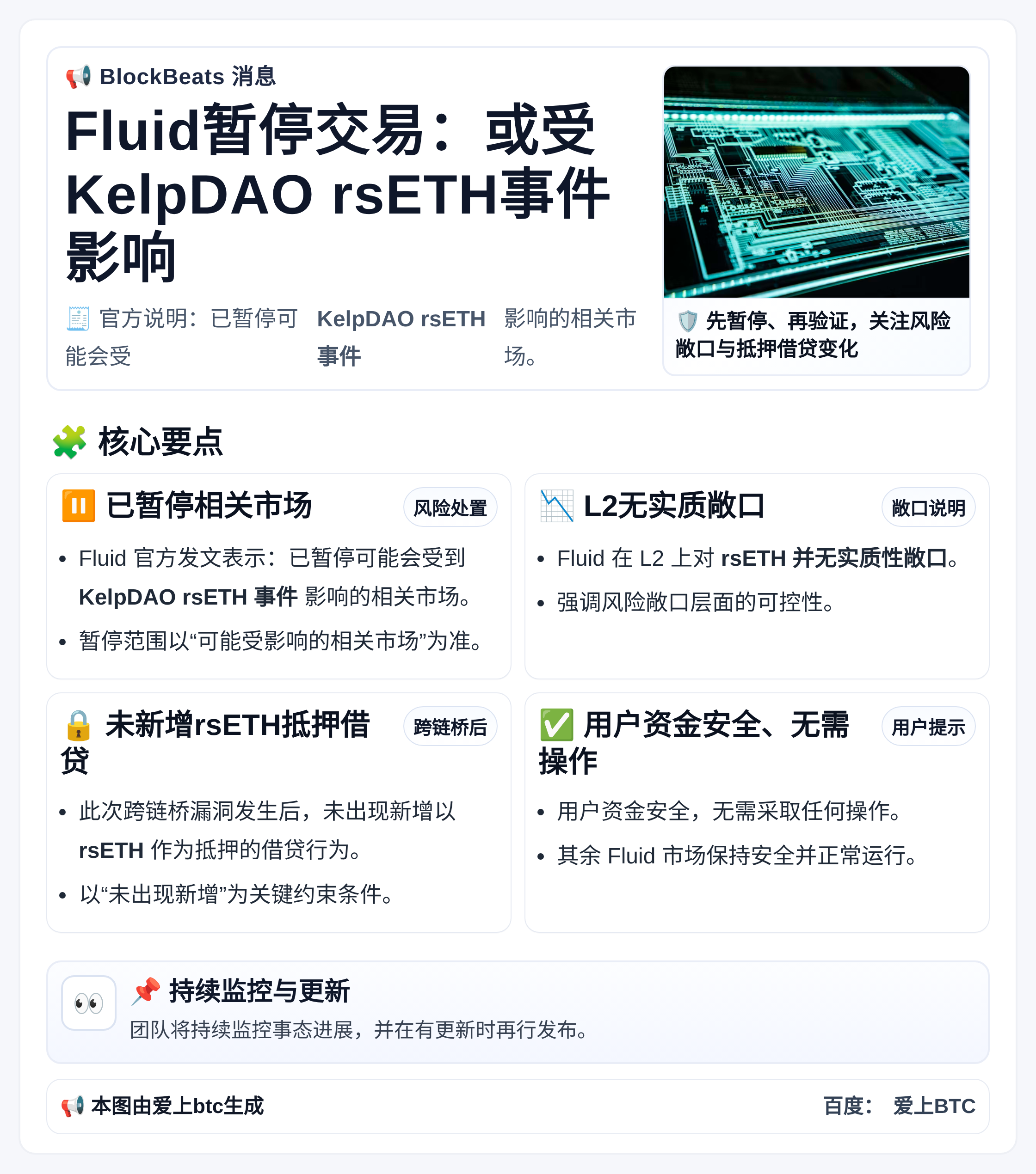 Fluid暂停交易：或受KelpDAO rsETH事件影响，