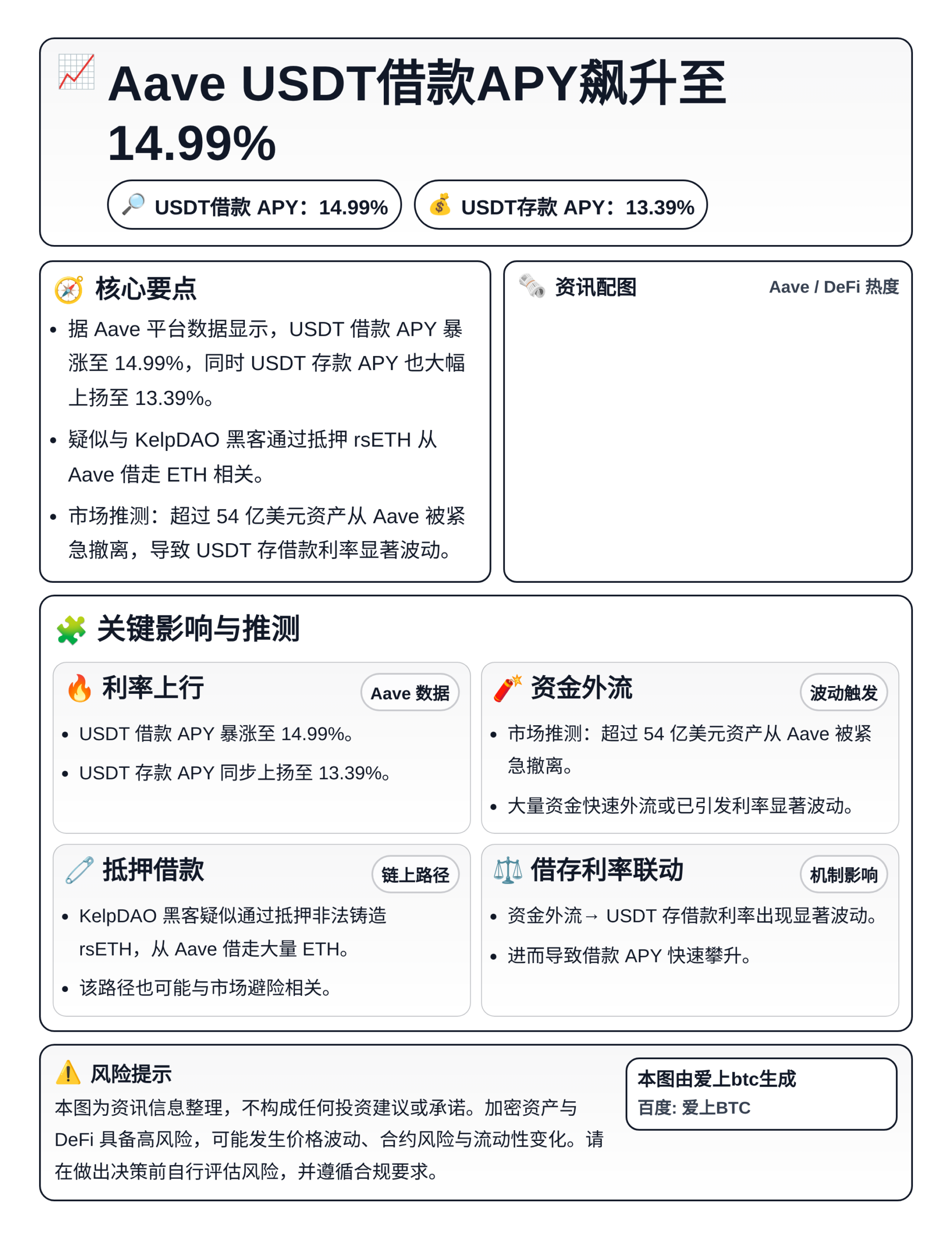 Aave USDT借款APY飙升至14.99%