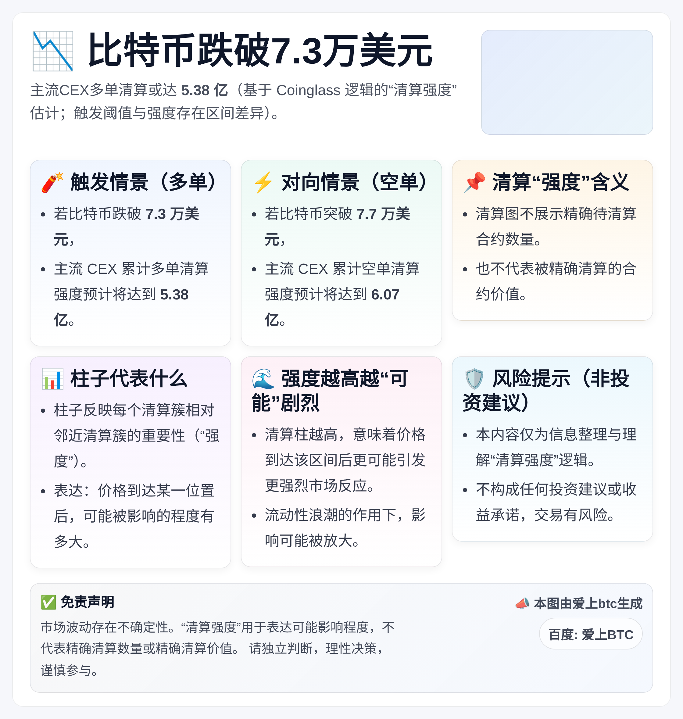 比特币跌破7.3万美元：主流CEX多单清算或达5.38亿