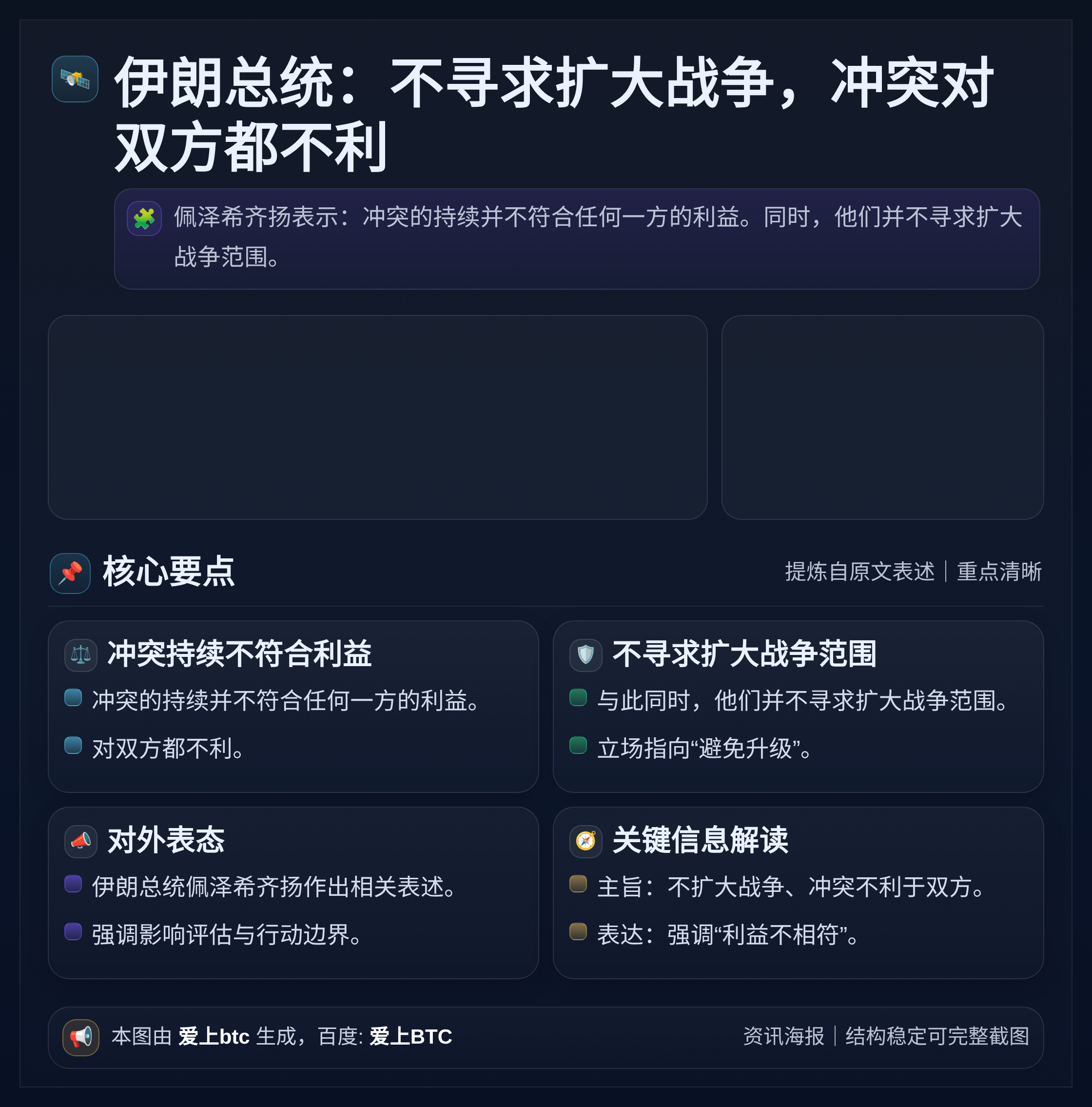 伊朗总统：不寻求扩大战争，冲突对双方都不利