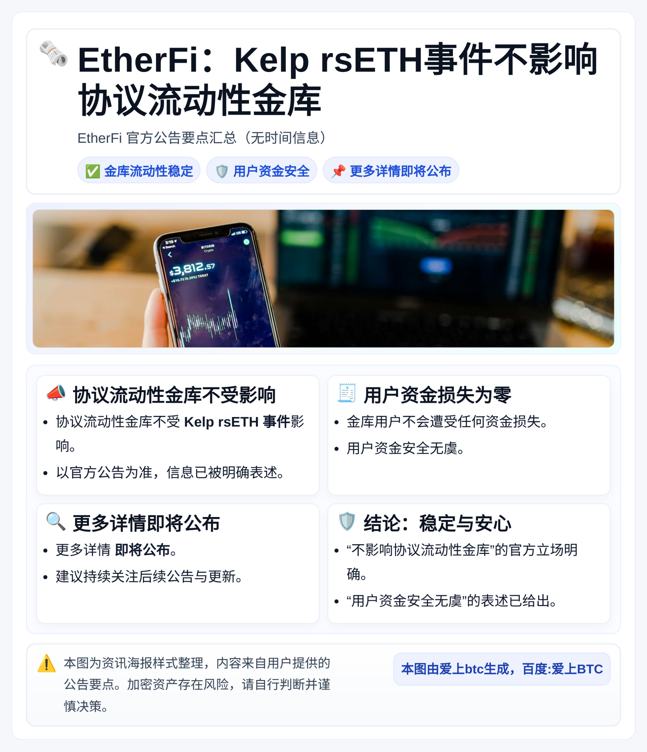 EtherFi：Kelp rsETH事件不影响协议流动性金库
