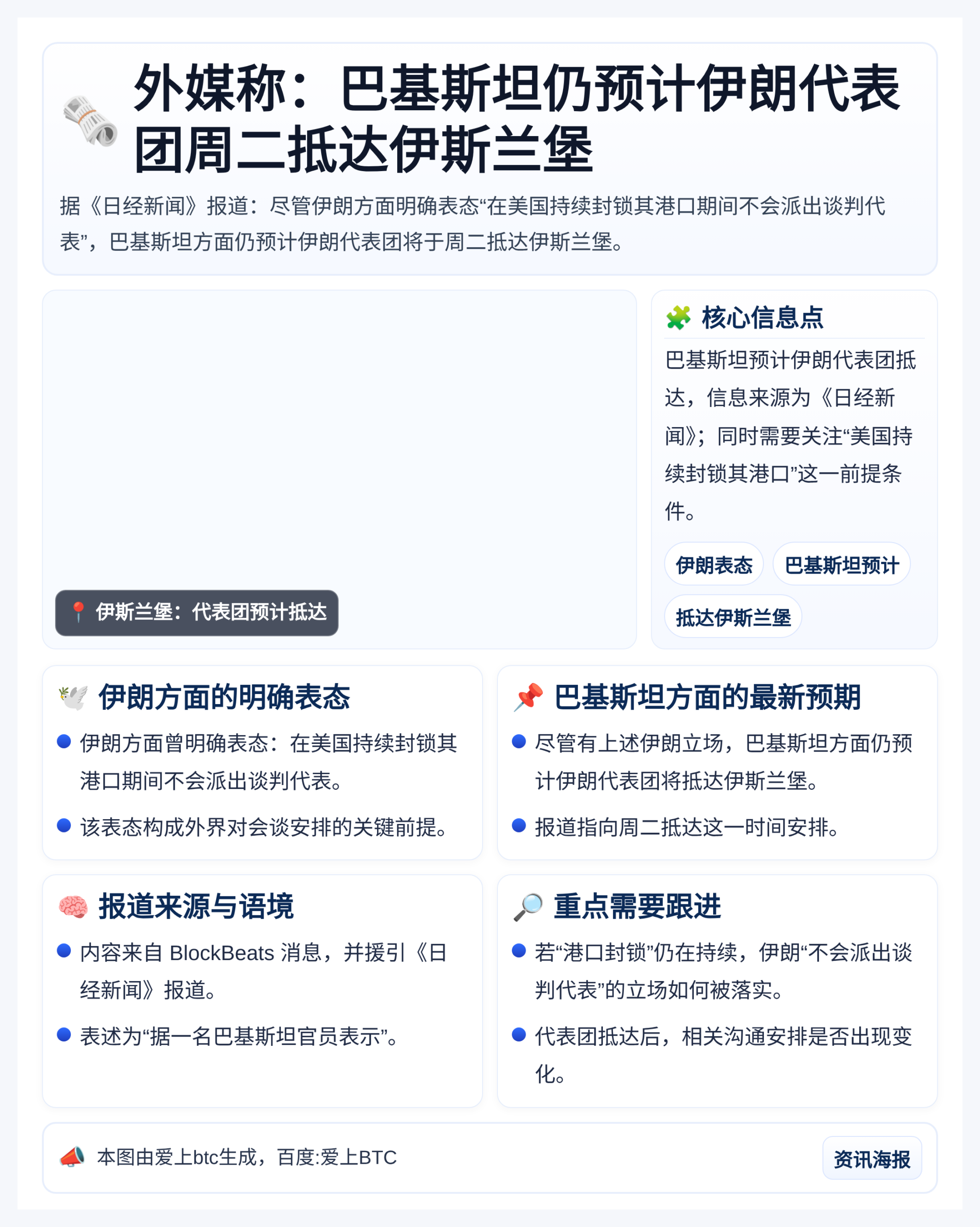 外媒称：巴基斯坦仍预计伊朗代表团周二抵达伊斯兰堡