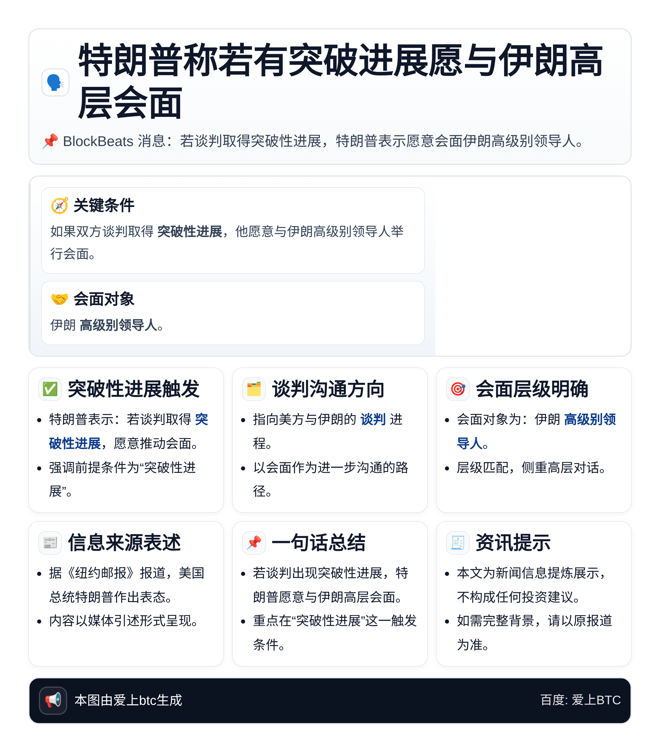 特朗普称若有突破进展愿与伊朗高层会面