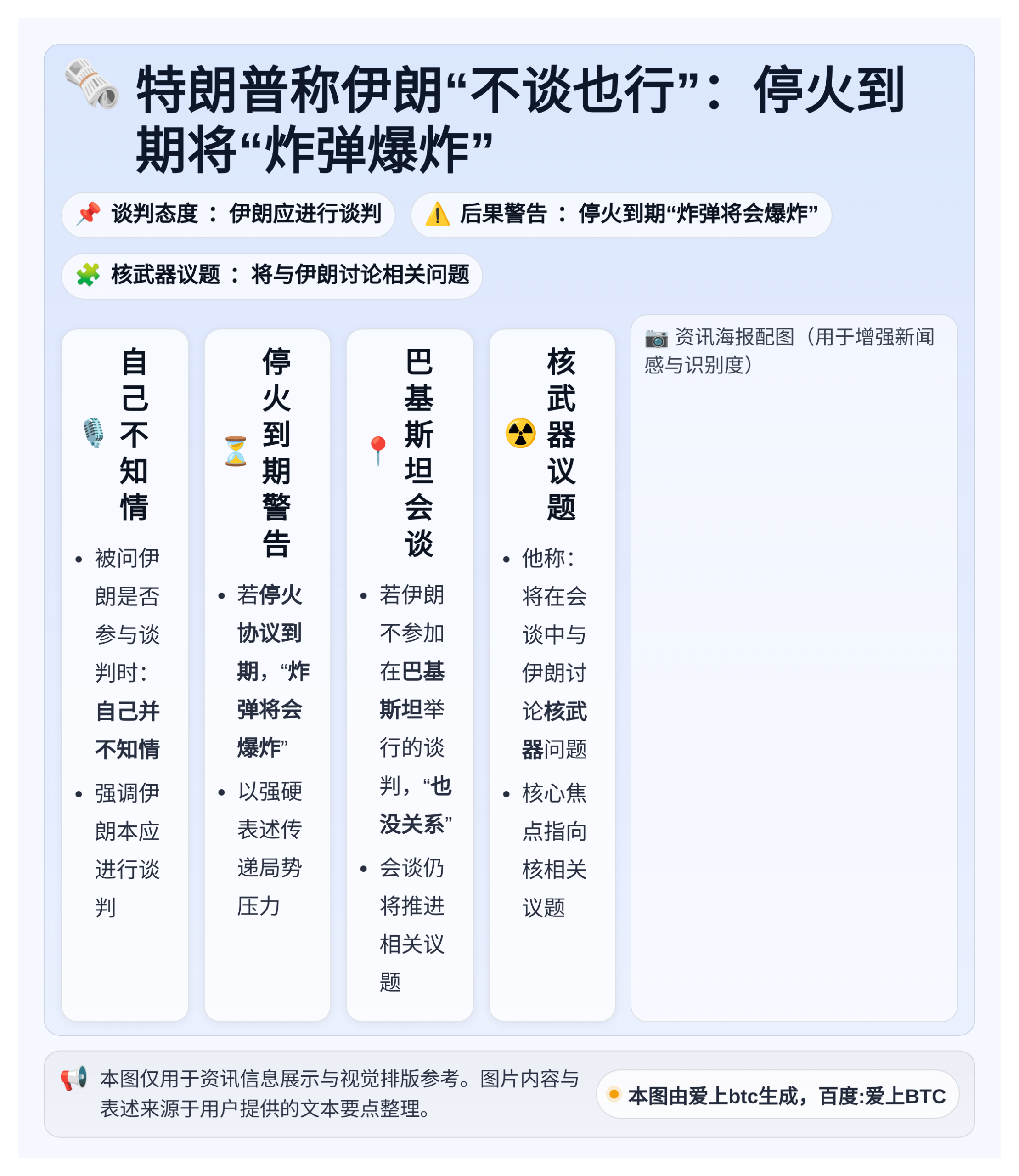 特朗普称伊朗不谈也行：停火到期将炸弹爆炸