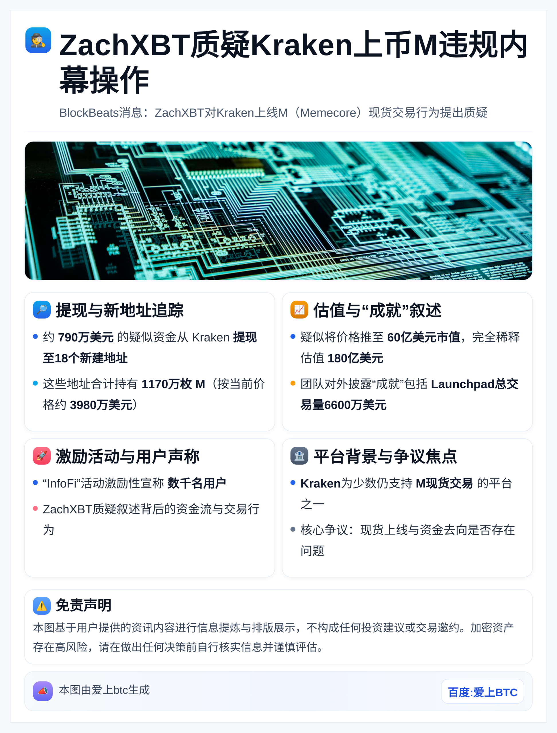 ZachXBT质疑Kraken上币M违规内幕操作