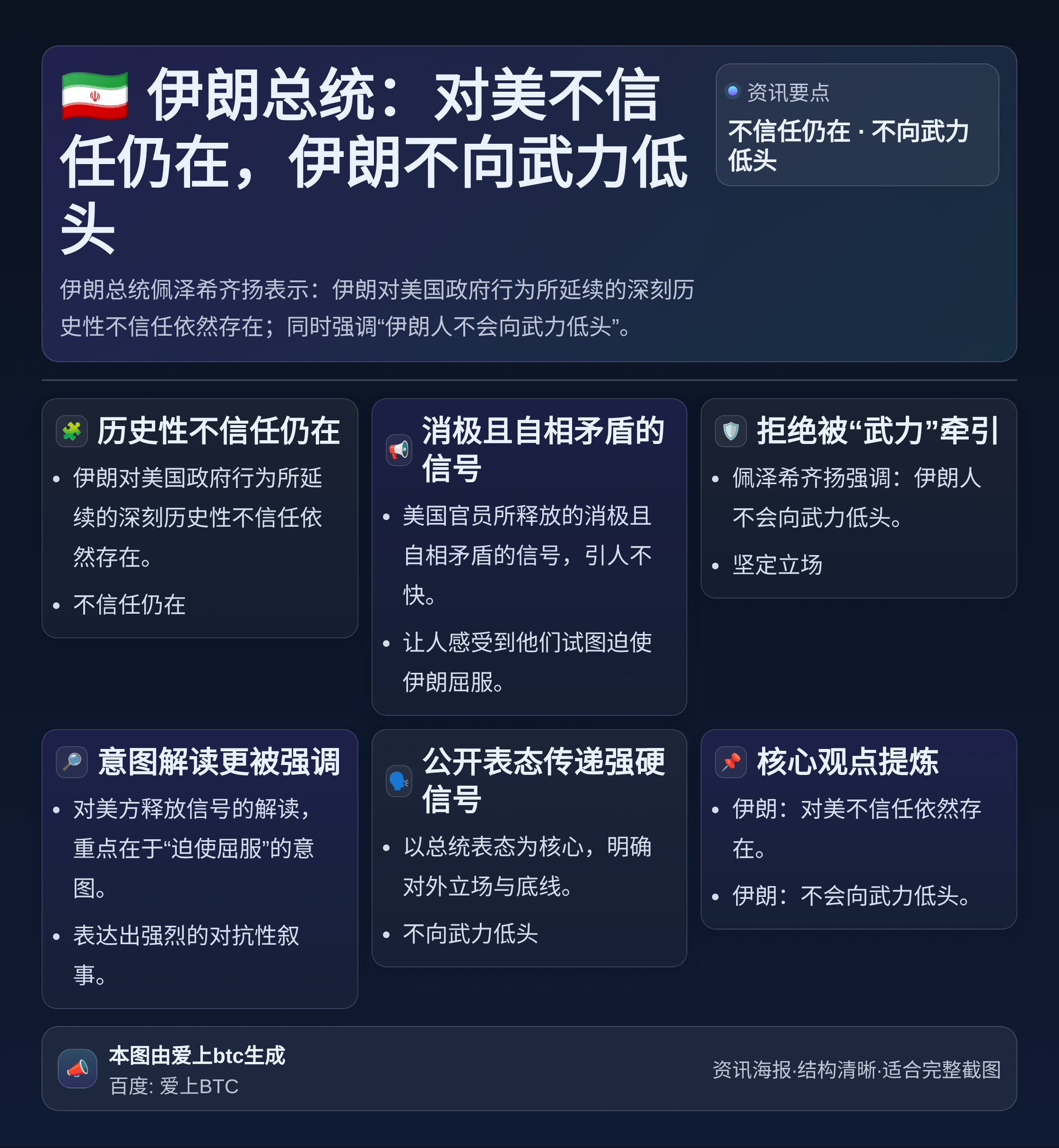 伊朗总统：对美不信任仍在 伊朗不向武力低头