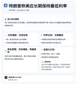 特朗普称美应长期保持最低利率
