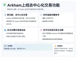 Arkham上线去中心化交易功能