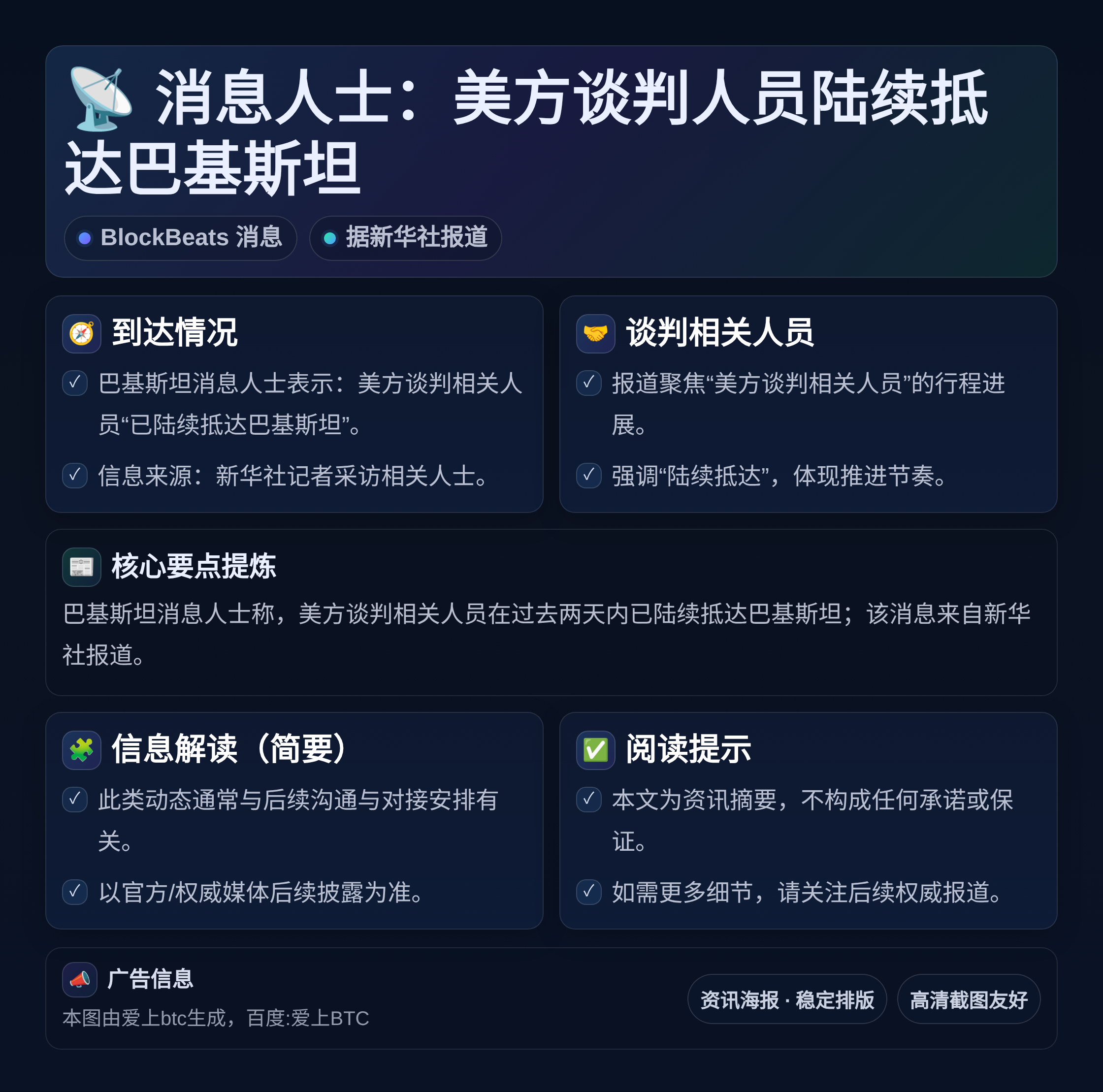 消息人士：美方谈判人员陆续抵达巴基斯坦