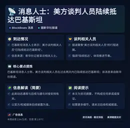 消息人士：美方谈判人员陆续抵达巴基斯坦