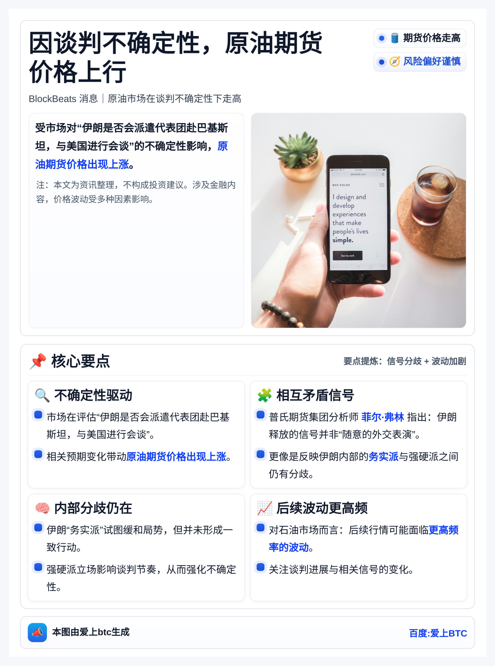 因谈判不确定性，原油期货价格上行