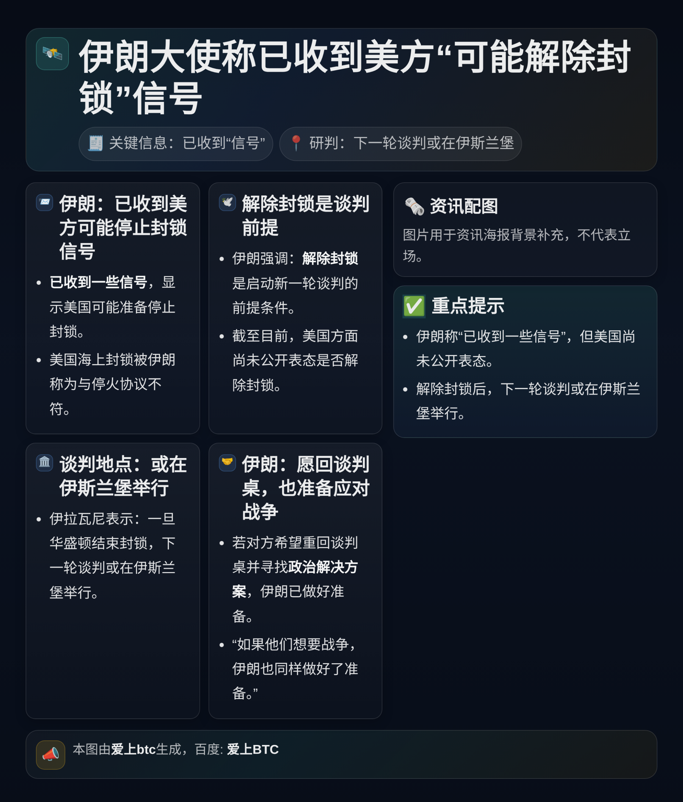 伊朗大使称已收到美方或将解除封锁信号