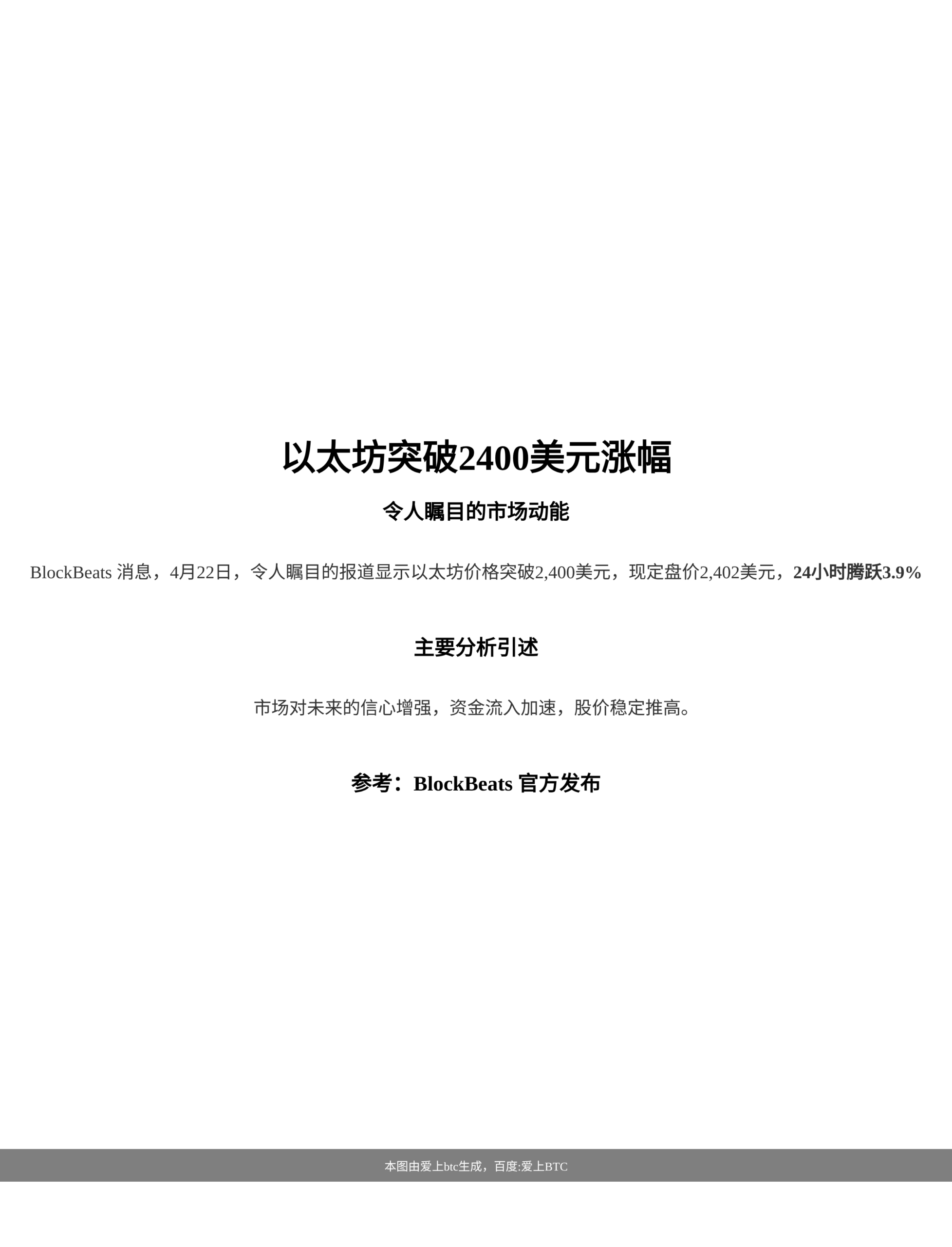 以太坊突破2400美元涨幅