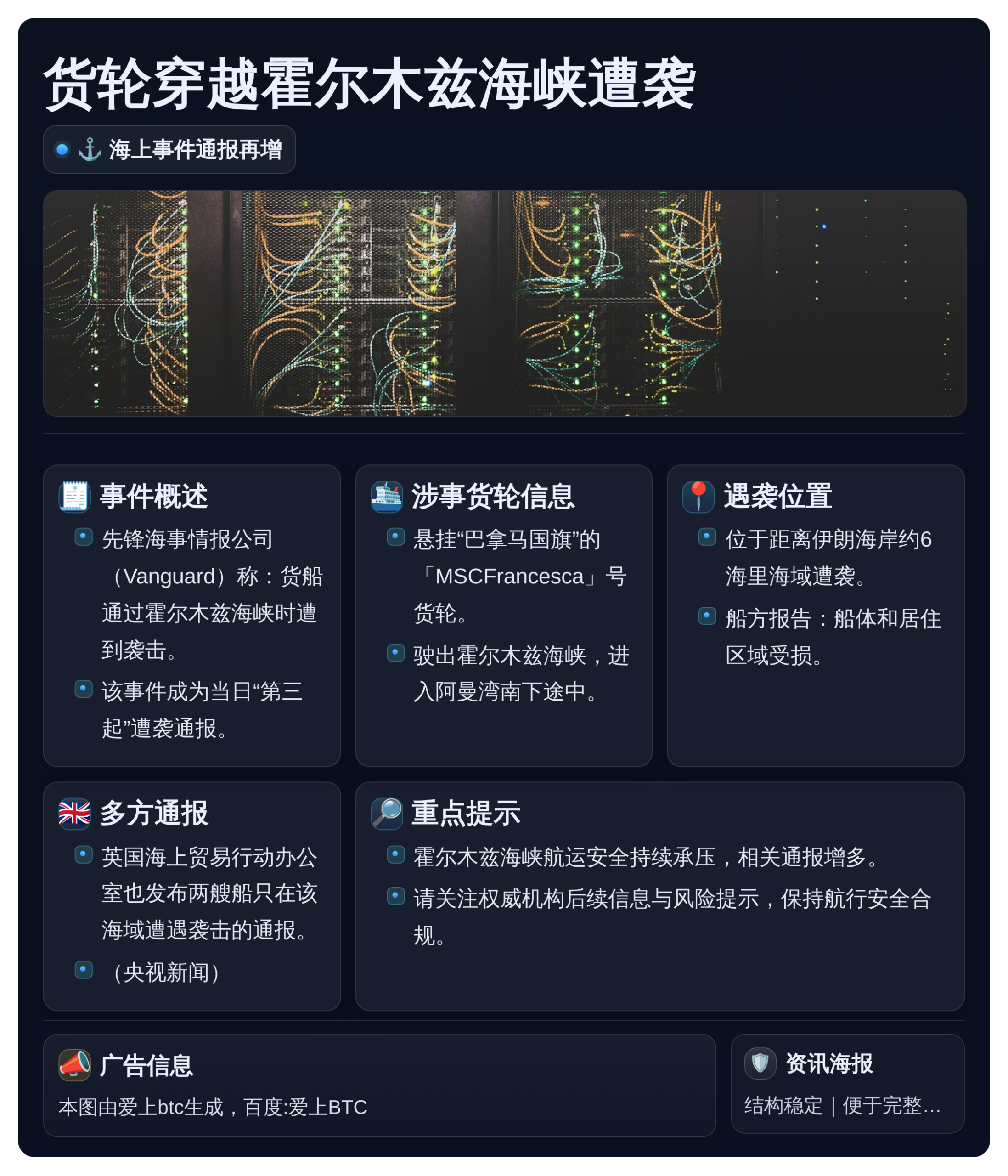 货轮穿越霍尔木兹海峡遭袭