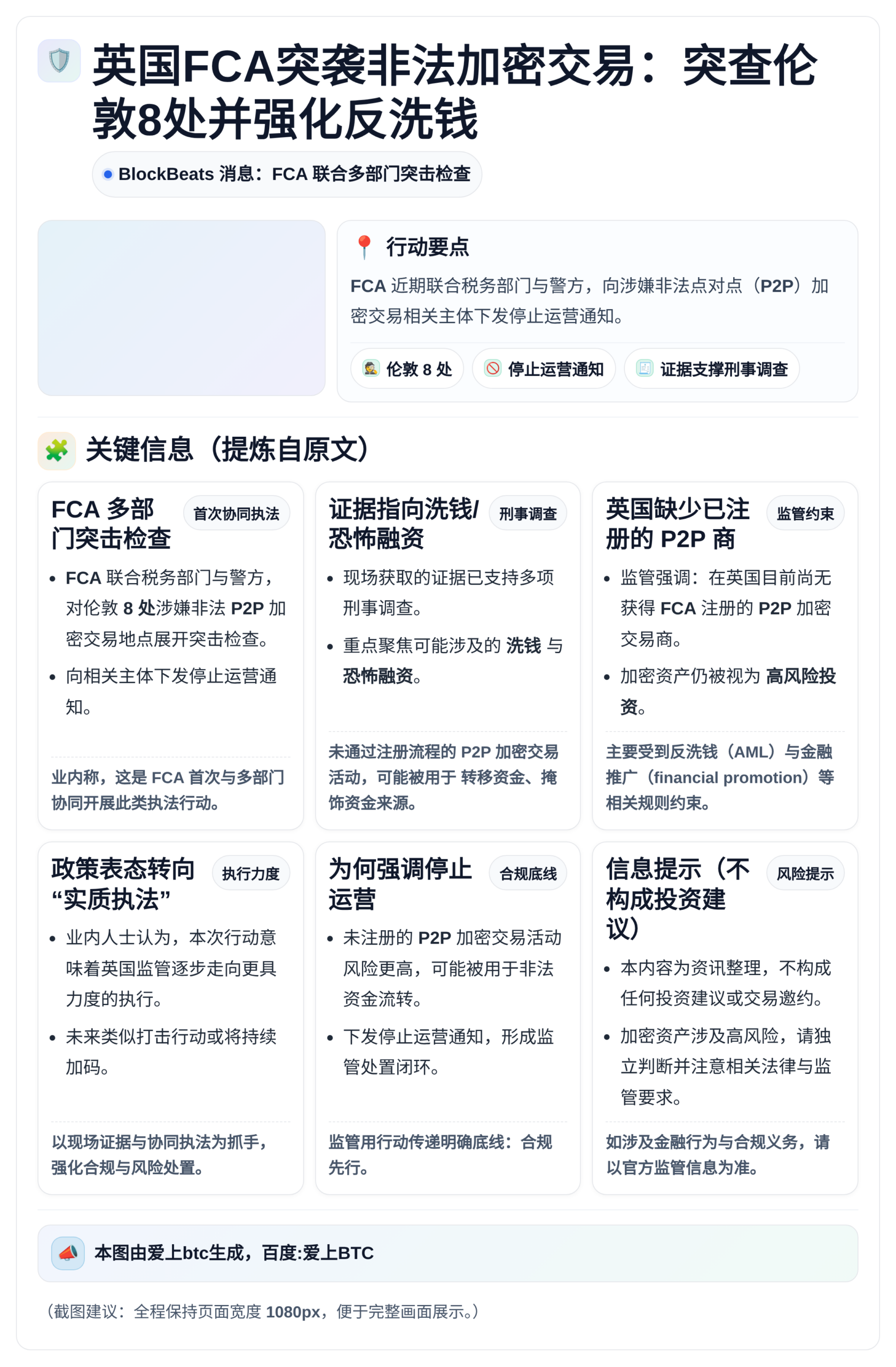 英国FCA突袭非法加密交易：突查伦敦8处并强化反洗钱